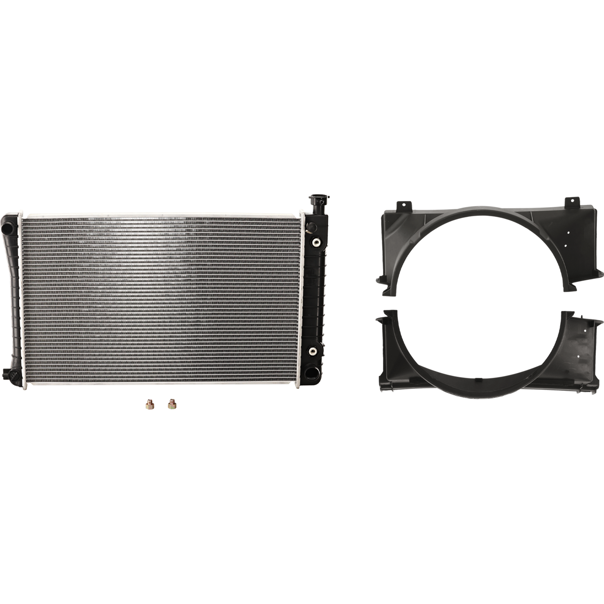 AM C K FULL SIZE PICKUP 88-95 RADIATOR 3 pc Kit 5.0L 5.7L Eng. w o Engine Oil Cooler w Fan Shroud SKU KIT 021326-27 Partslink GM3010257 GM3110117 GM3110116 OEM 52489379-15696691-15739589