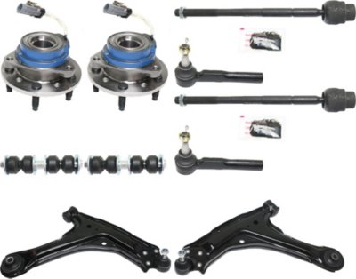 AM GRAND AM 99-05 MALIBU 97-03 FRONT HUB ASSEMBLY RH AND LH 10 pc kit 5 Studs 5 x 4.53 in. Bolt Pattern with Control Arm Sway Bar Link and Tie Rod End SKU KIT 021418-01 OEM 10365843-15216918-22625030-227