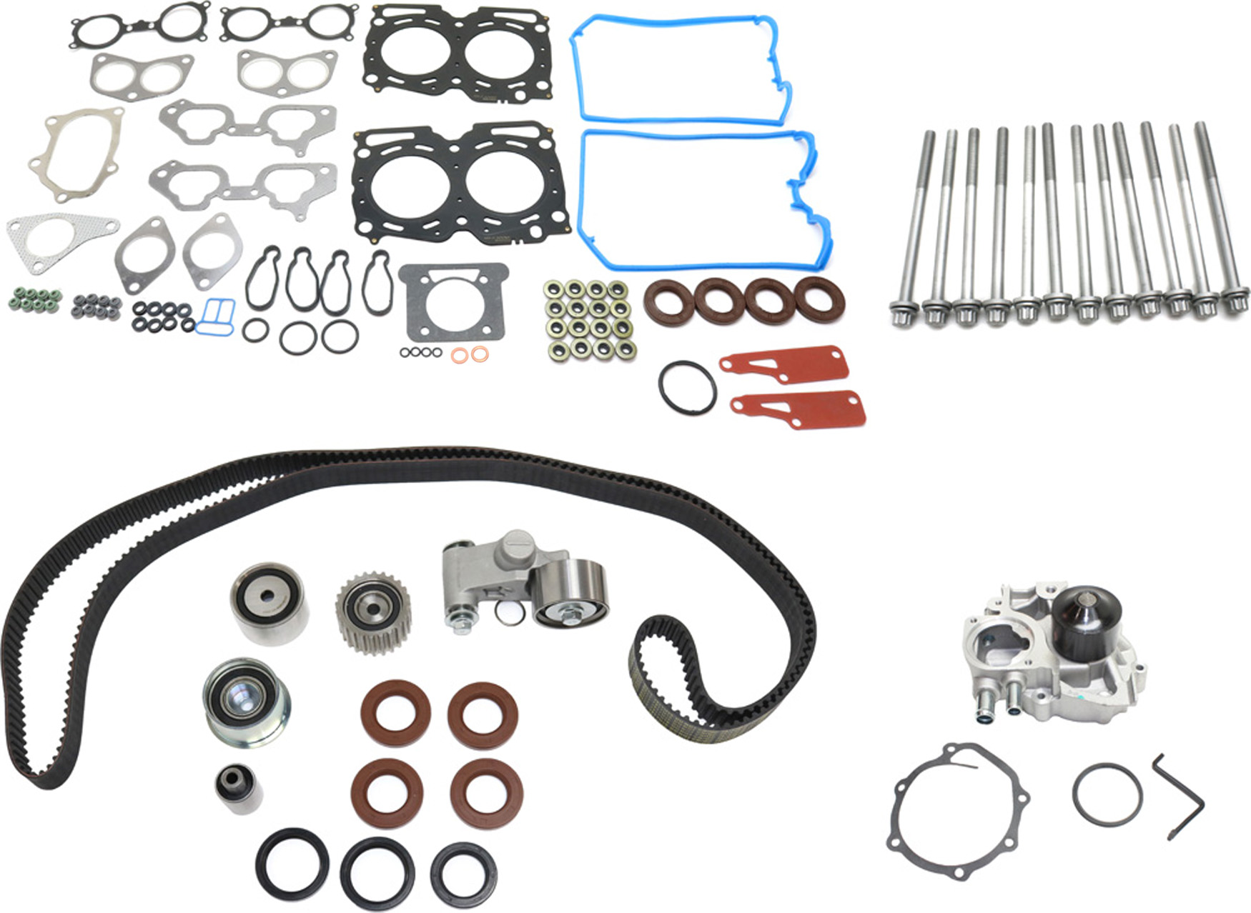 AM IMPREZA 03-03-9-2X 05-05 TIMING BELT KIT 4 pc kit w Cylinder Head Bolt Cylinder Head Gasket Water Pump SKU KIT 021418-12 OEM 2523280-95328K1 GTK0328 TB328K
