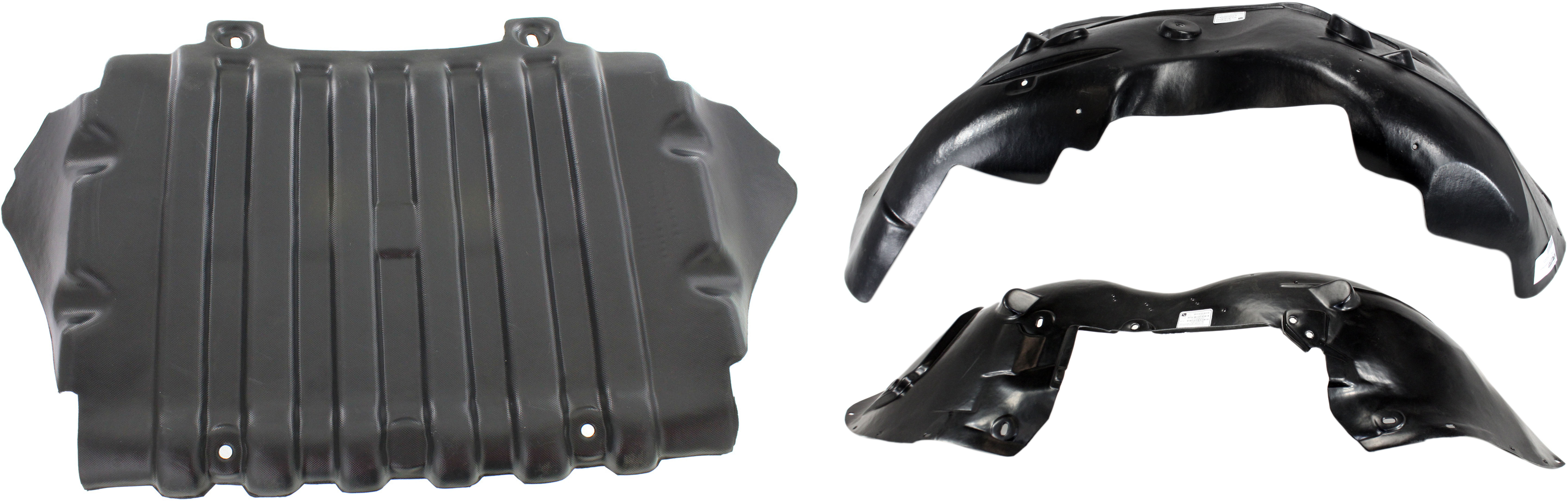 AM ESCALADE EXT 07-13 ESCALADE ESCALADE ESV 07-14 FRONT FENDER LINER RH AND LH 3 pc Kit with Engine Splash Shield SKU KIT 021419-04 Partslink GM1249178 GM1248178 GM1228139 OEM 22860082-22860081-22781371