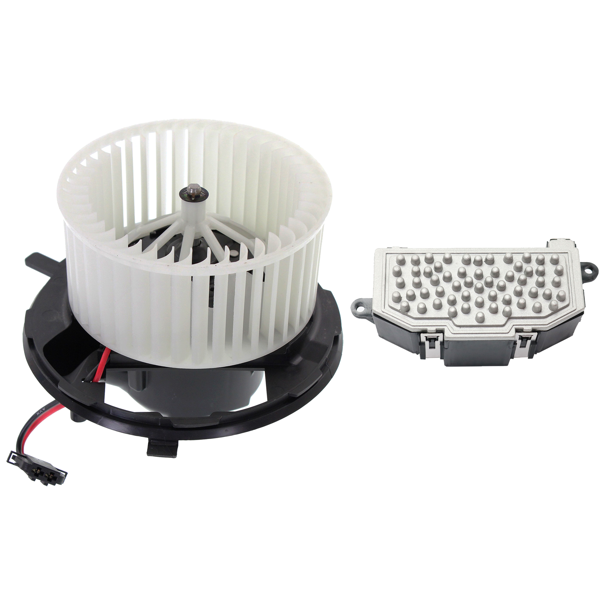 AM JETTA 08-18 TIGUAN 09-17 BLOWER MOTOR Assembly 2 pc kit with Blower Motor Resistor SKU KIT 021424-13 OEM 1K1820015Q 3C0907521F 3C090752