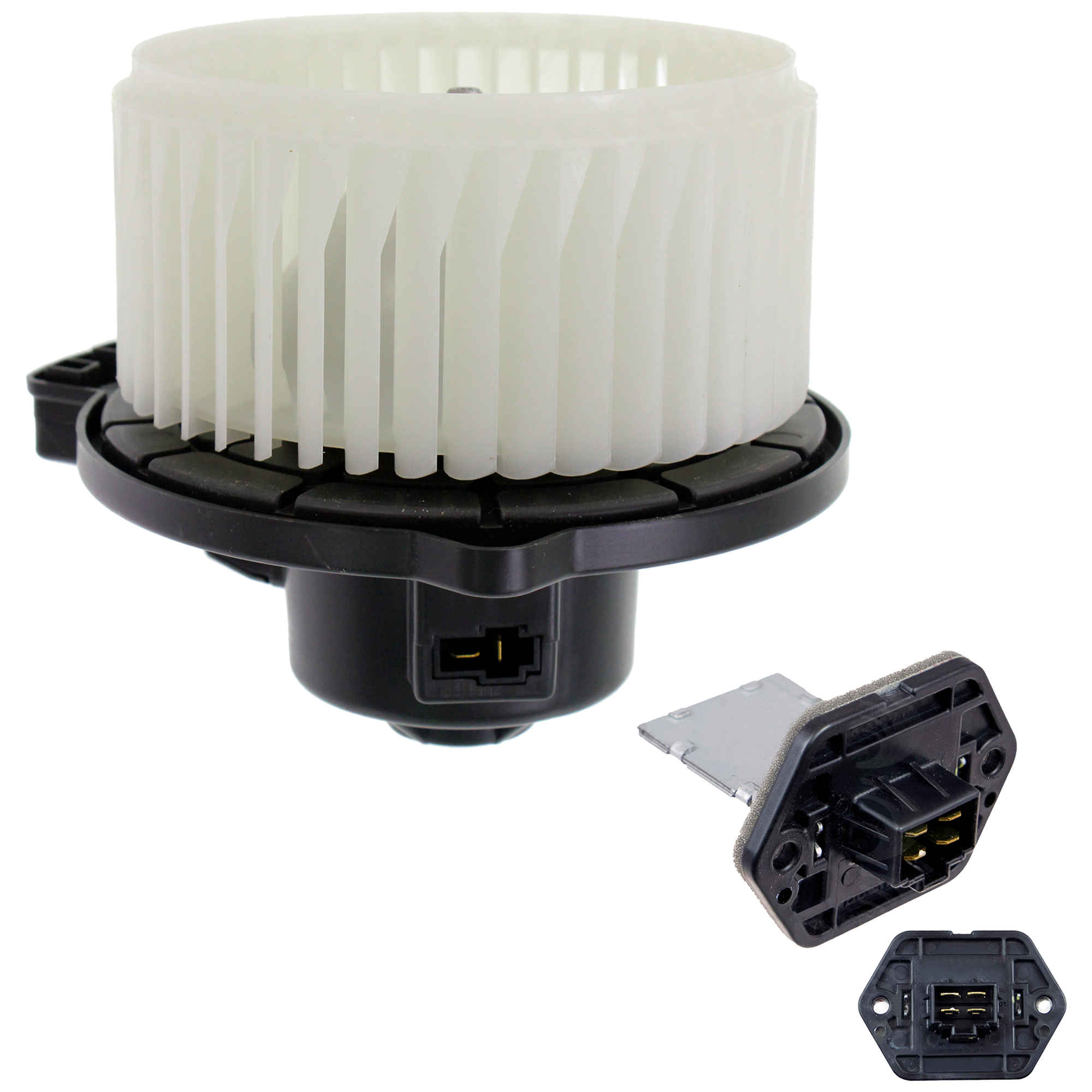 AM RIO 06-11 BLOWER MOTOR Assembly Front 2 pc kit w Blower Motor Resistor SKU KIT 021424-148