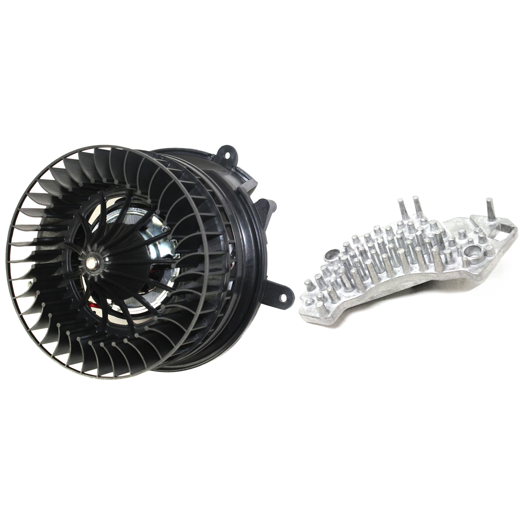 AM CLK320-98-02 CLK55 AMG 01-02 BLOWER MOTOR 2 pc kit w Motor Wheel and Blower Motor Resistor SKU KIT 021424-48 OEM 2028209342-2108211551