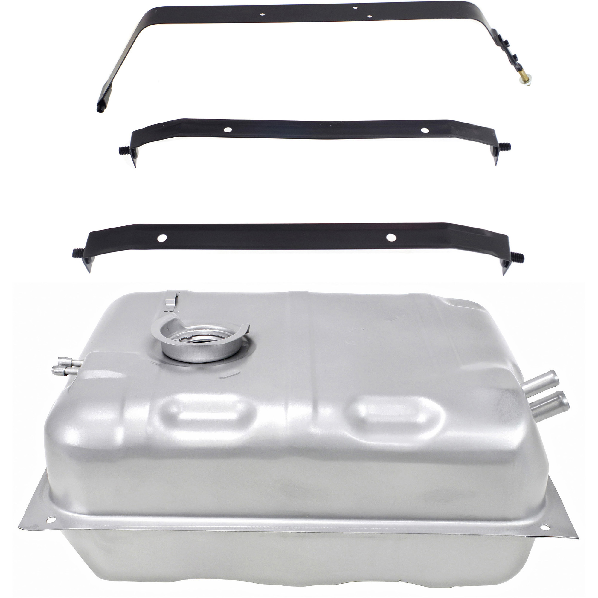 AM CJ7-78-86 FUEL TANK 4 pc Kit 15 GALLONS 57 LITERS 25-1-4 in. Length 18-1-4 in. Width 10-7-8 in. Height Includes Fuel Tank Strap SKU KIT 021517-01
