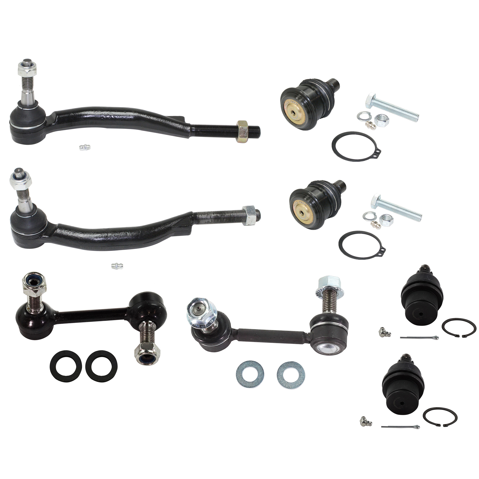 AM ASCENDER 04-08-9-7X 05-09 FRONT SUSPENSION KIT RH AND LH 8 pc Kit with Ball Joints Sway Bar Links and Tie Rod Ends SKU KIT 021518-04 OEM 104335-2601560-5051296-2215