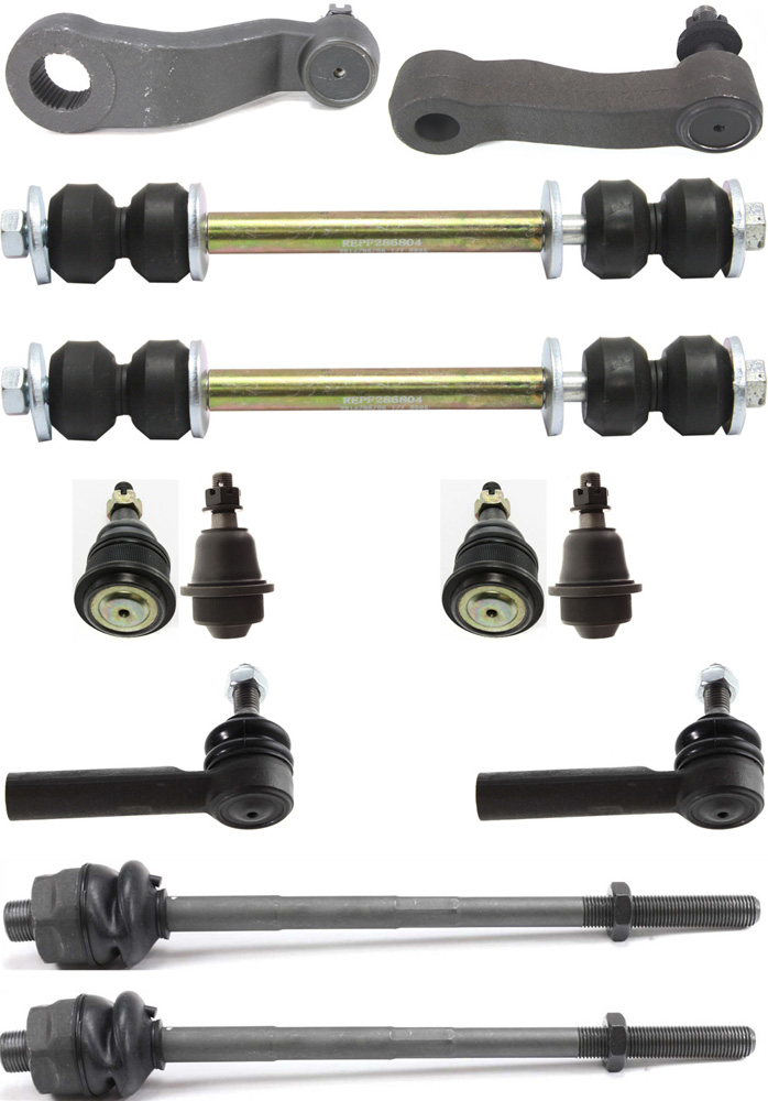 AM SIERRA 2500 HD SUBURBAN 2500-01-10 FRONT SUSPENSION KIT 12 pc Kit with Ball Joints Idler Arm Pitman Arm Sway Bar Links and Tie Rod Ends SKU KIT 021518-05 OEM 104328-2601526-5001104-1504988