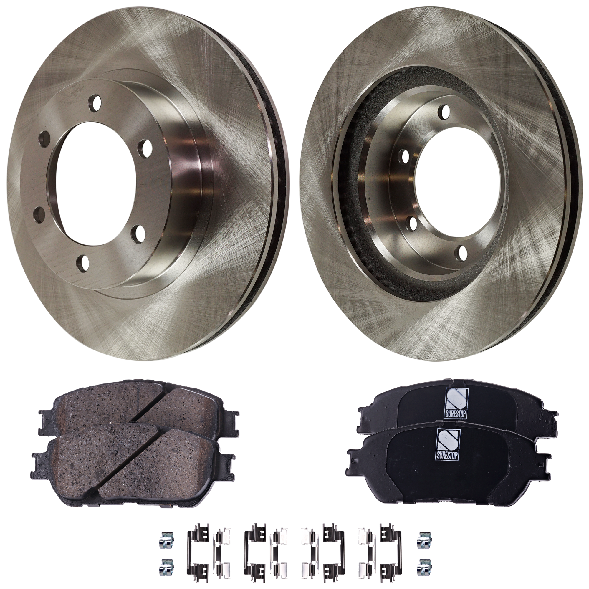 AM TACOMA 05-15 FRONT BRAKE DISC AND PAD KIT 4 pc Kit Rear Wheel Drive SKU KIT 021623-04 OEM 4351235320-4351235321-04465332