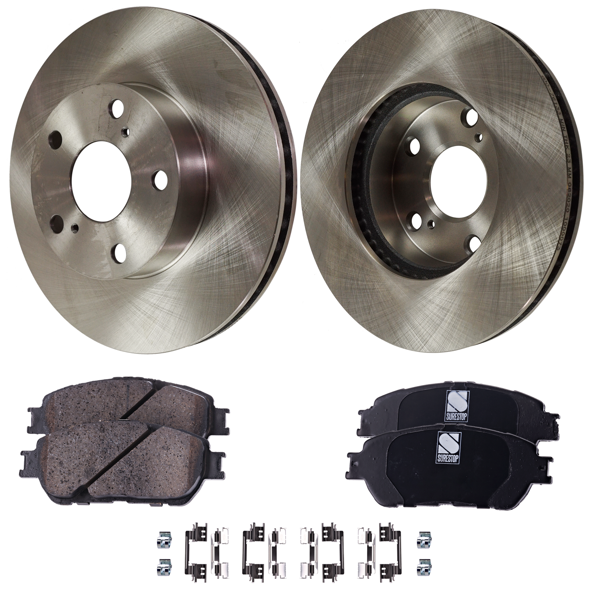 AM TACOMA 05-15 FRONT BRAKE DISC AND PAD KIT 4 pc kit Rear Wheel Drive SKU KIT 021623-05 OEM 4351204041-0446533270-04465332