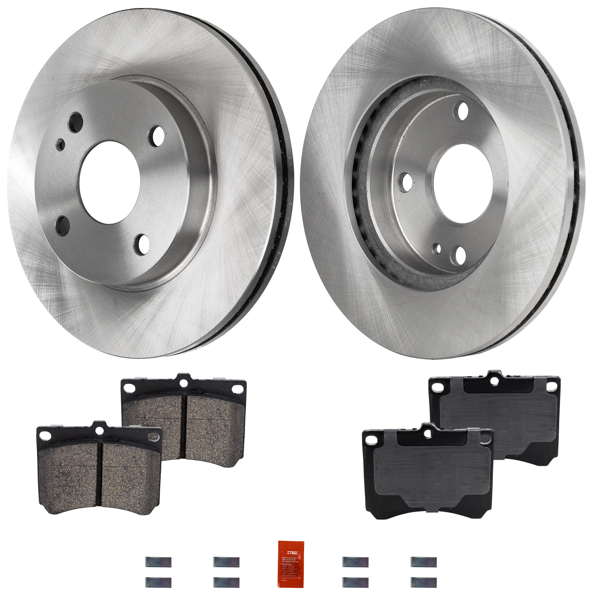 AM PROTEGE 90-94 ESCORT 93-96 FRONT BRAKE DISC AND PAD KIT 4 pc kit SKU KIT 021623-10 OEM BR703325X BR703325XA F1CZ1125A