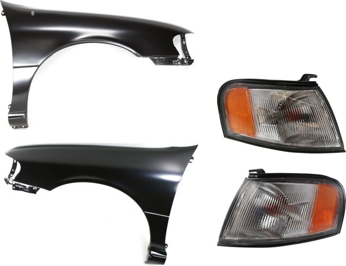 AM SENTRA 95-99 FRONT FENDER RH AND LH 4 pc kit with Corner Lights SKU KIT 021816-19 Partslink NI1241156 NI1240156 NI2520113 NI2521113 OEM F31008B730 F31018B730-261251M3