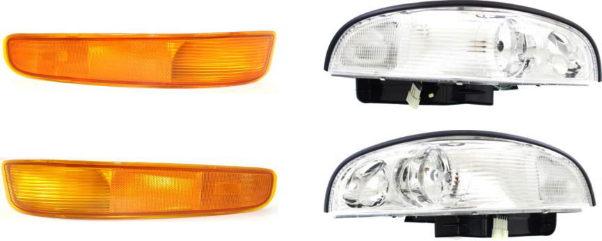 AM PARK AVENUE 97-05 HEAD LAMP RH AND LH Assembly Halogen 4 pc Kit with Parking Lights SKU KIT 021816-25 Partslink GM2503160 GM2502160 GM2520157 GM2521157 OEM 25689660-25689659-5978311-5978