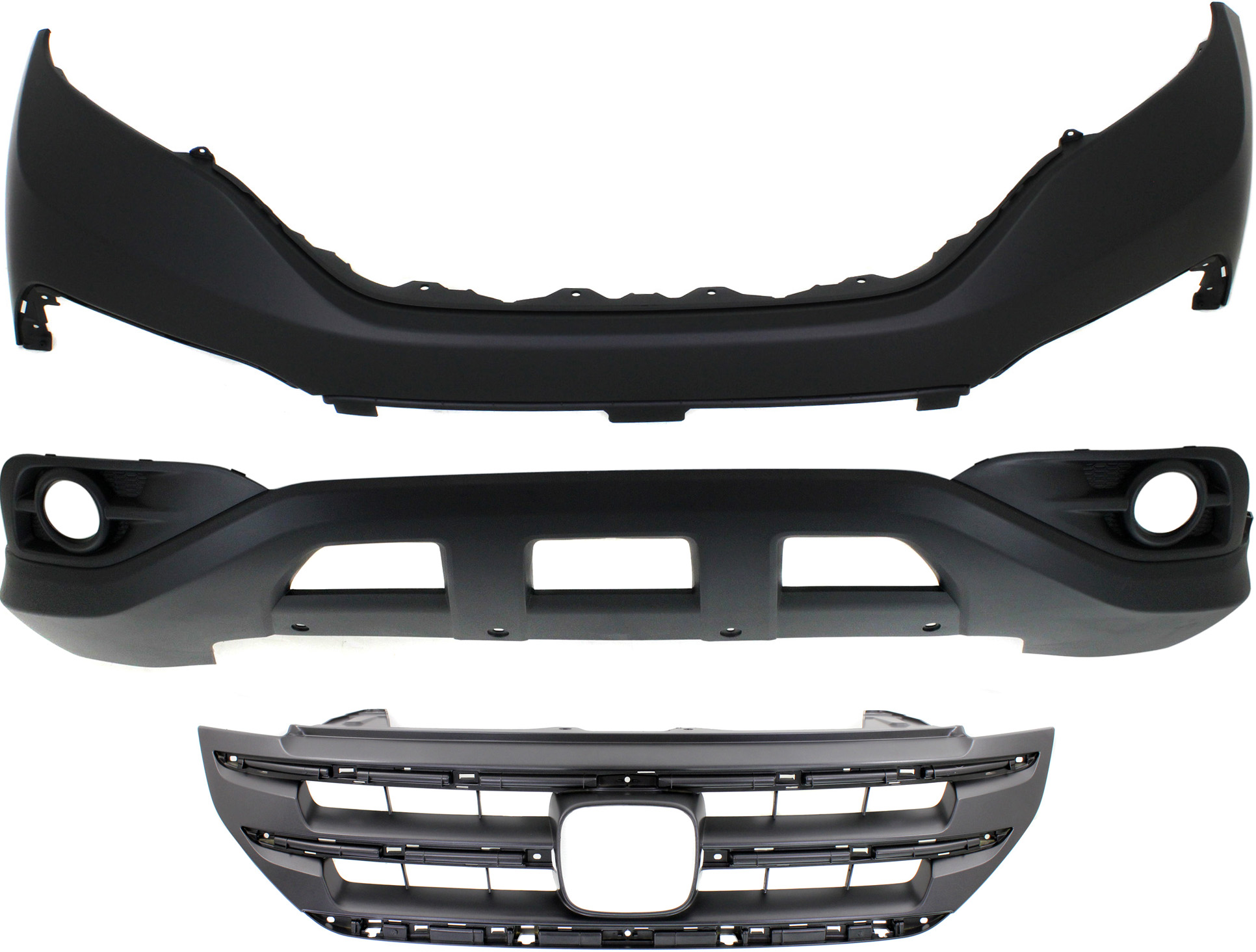 AM CR V 12-14 FRONT BUMPER COVER 3 pc Kit with Grille Exc. LX Models CAPA SKU KIT 021818-12 Partslink HO1014100C HO1015107C HO1200211C OEM 04711T0AA90ZZ 04712T0AA90-7112