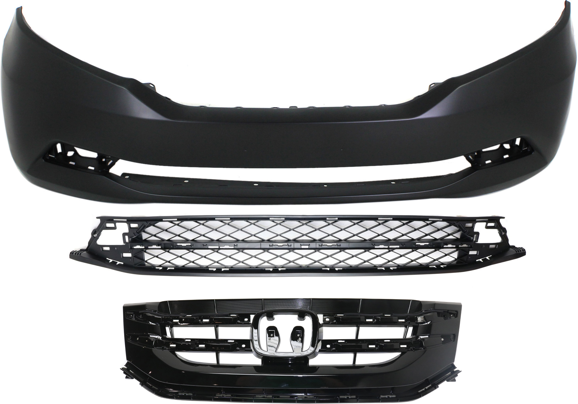 AM ODYSSEY 14-17 GRILLE 3 pc Kit with Bumper Cover and Bumper Grille CAPA SKU KIT 021818-19 Partslink HO1000293C HO1036119C HO1200220C OEM 04711TK8A91ZZ 71102TK8A50-7510