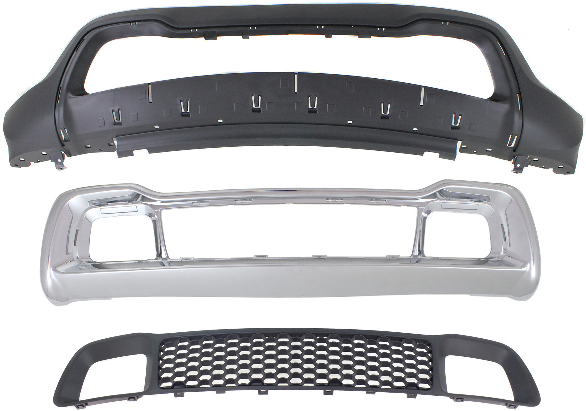 AM GRAND CHEROKEE 14-16 FRONT BUMPER GRILLE 3 pc kit with Bumper Cover SKU KIT 021818-33 Partslink CH1036128 CH1037107 CH1015114 OEM 68141936AD 68143105AC 68143076