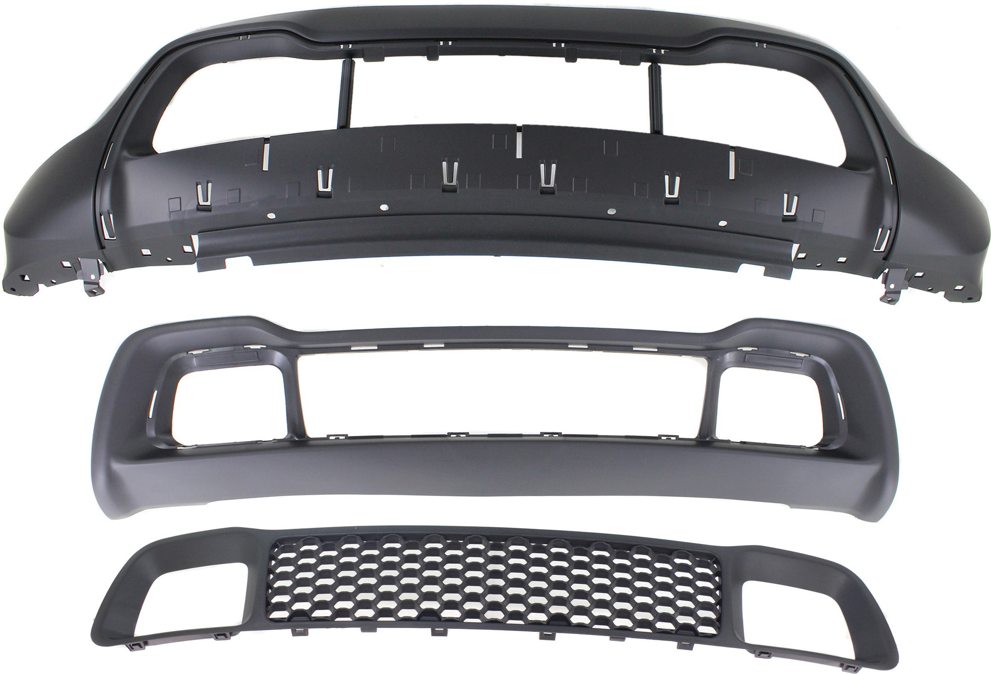 AM GRAND CHEROKEE 14-16 FRONT BUMPER COVER 3 pc Kit with Bumper Grilles SKU KIT 021818-41 Partslink CH1015115 CH1036128 CH1037108 OEM 1WL30TZZAD 68141936AD 68143070