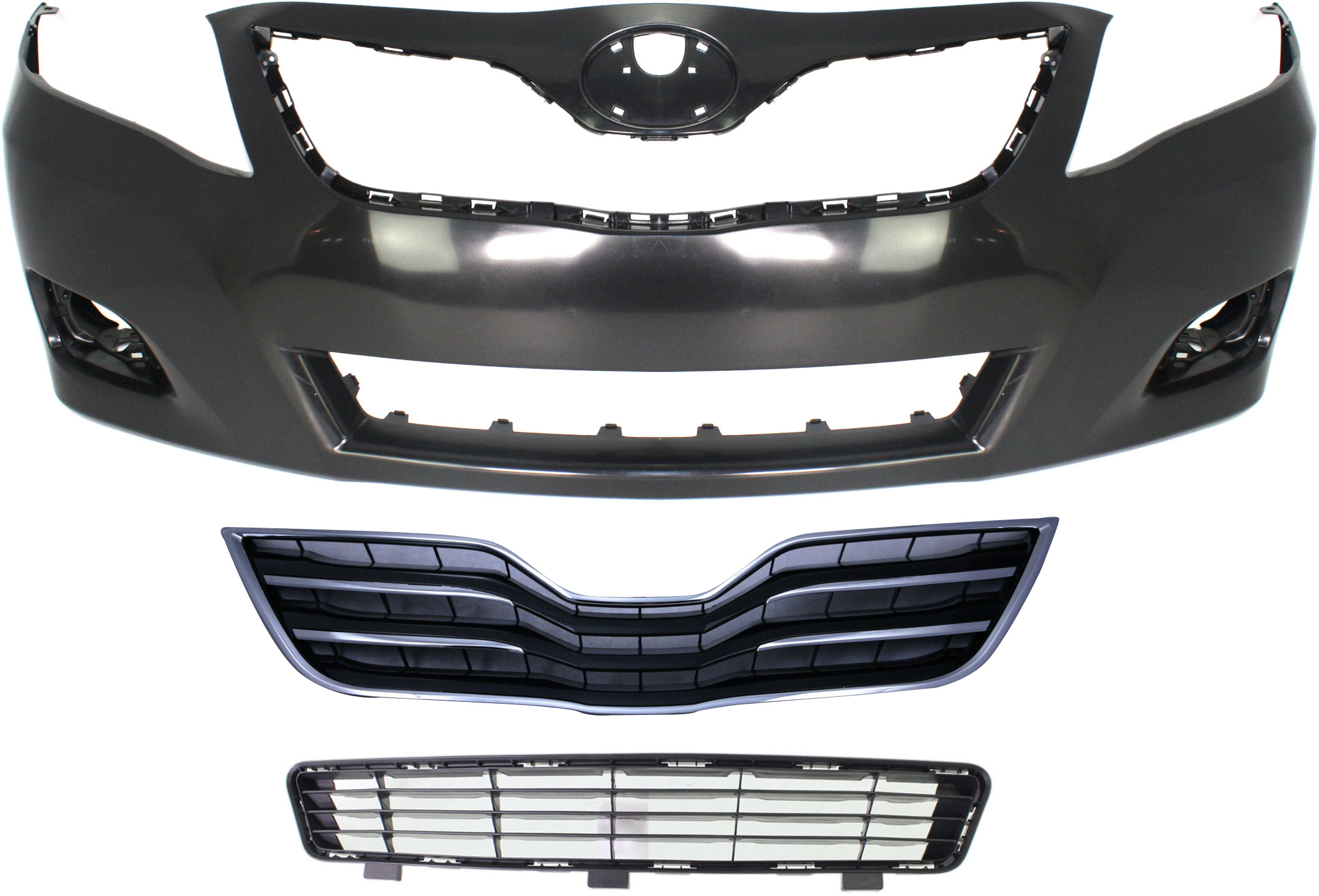 AM CAMRY 10-11 GRILLE 3 pc Kit USA Built with Bumper Cover and Bumper Grille SKU KIT 021818-74 Partslink TO1200325 TO1000356 TO1036118 OEM 5310106190C0-5211906958-531120