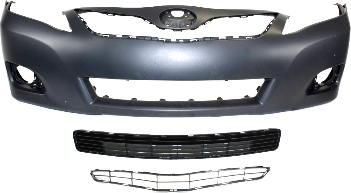 AM CAMRY 10-11 FRONT BUMPER COVER 3 pc Kit with Bumper Grille and Grille SKU KIT 021818-78 Partslink TO1000370 TO1036124 TO1200327 OEM 5211906957-5311206100-53114339