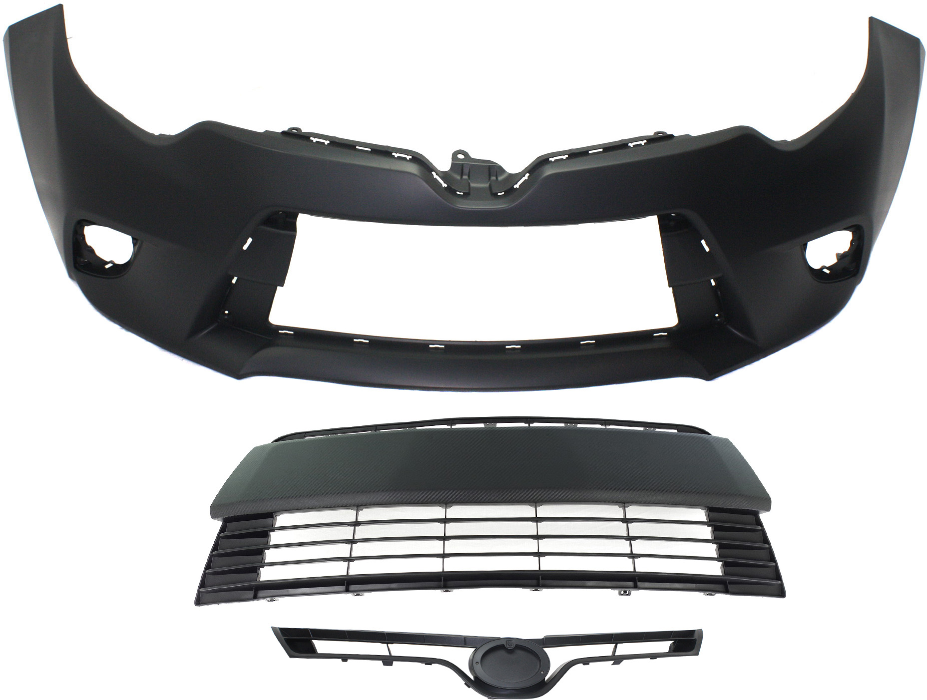 AM COROLLA 14-16 FRONT BUMPER COVER 3 pc Kit Primed CE L LE LE Eco 14-14 Models with Bumper Grille and Grille Assembly CAPA SKU KIT 021818-99 Partslink TO1000399C TO1036145C TO1200366C OEM 5211903904-5310002560-53112024