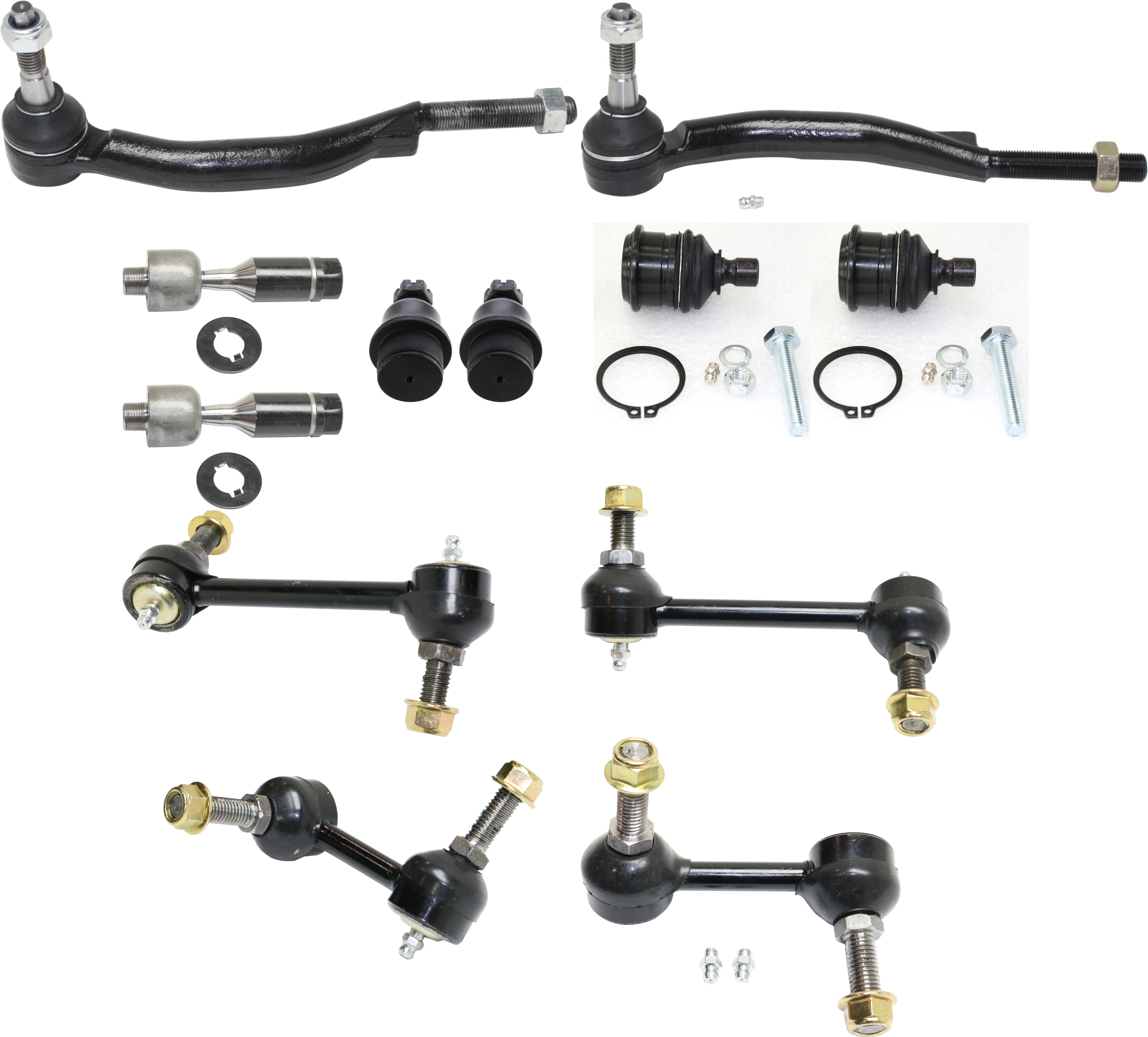 AM TRAILBLAZER TRAILBLAZER EXT ENVOY 02-03 FRONT AND REAR SUSPENSION KIT RH AND LH 12 pc Kit with Ball Joints Sway Bar Links and Tie Rod Ends SKU KIT 021916-05 OEM 104-335-260-156-050-000-000-000-000
