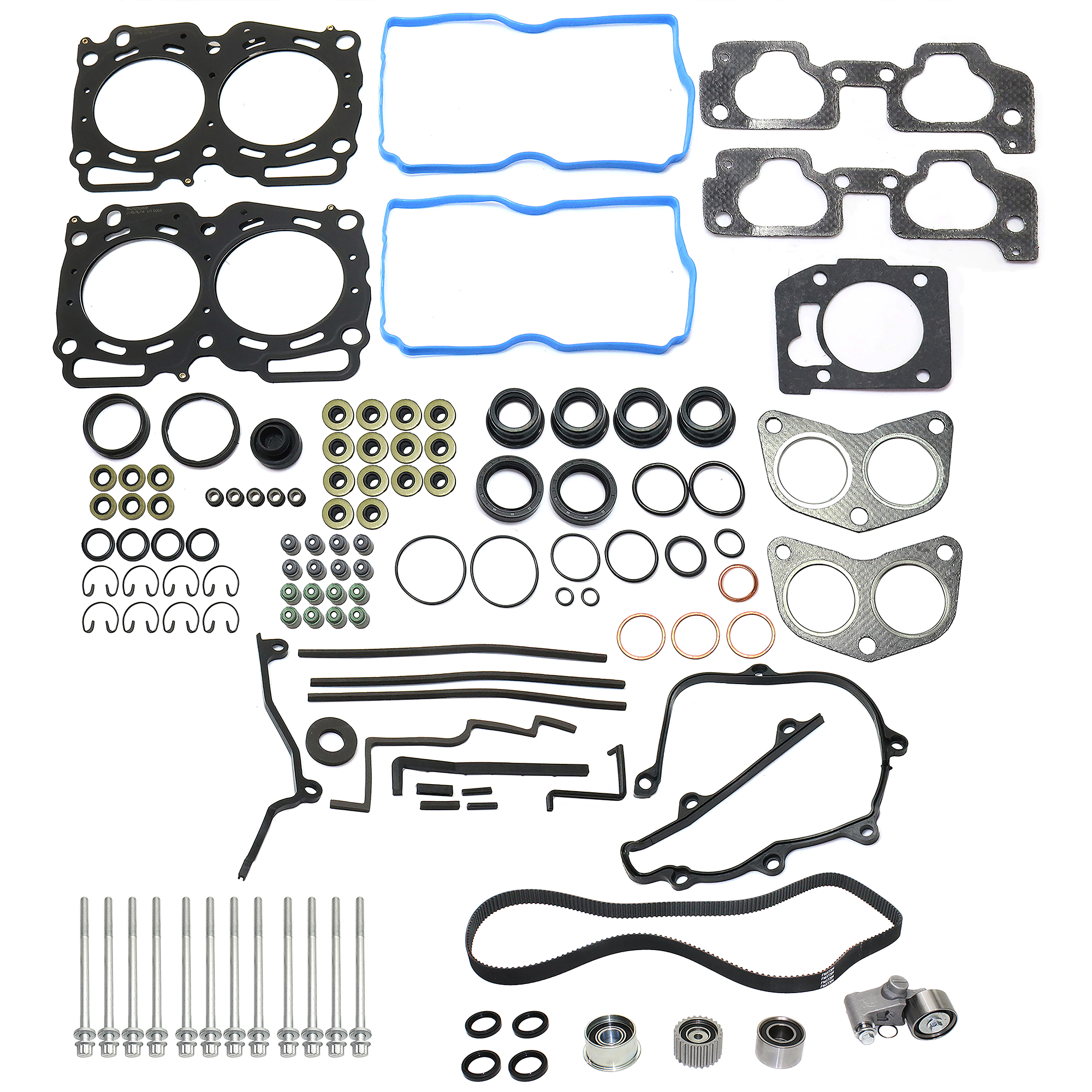 AM IMPREZA 99-11 TIMING BELT KIT 3 pc. kit w Cylinder Head Bolt Cylinder Head Gasket SKU KIT 022118-03 OEM 2523040 GTK0304 TB304K1 TCK304