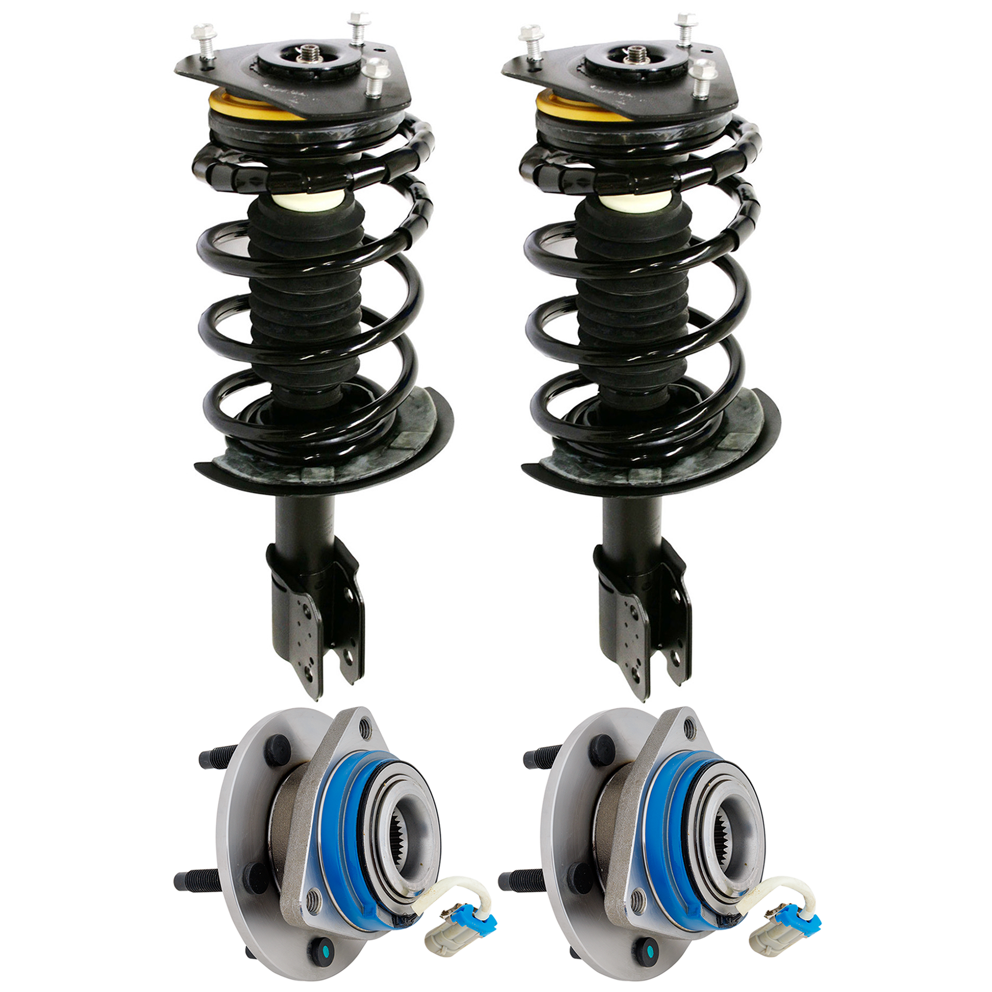 AM CENTURY 97-02 GRAND PRIX 97-01 FRONT FULLY LOADED STRUT RH AND LH Gas Charged Twin tube 4 pc Kit with Wheel Hub SKU KIT 022118-17 OEM 22064733-22064734-12429204