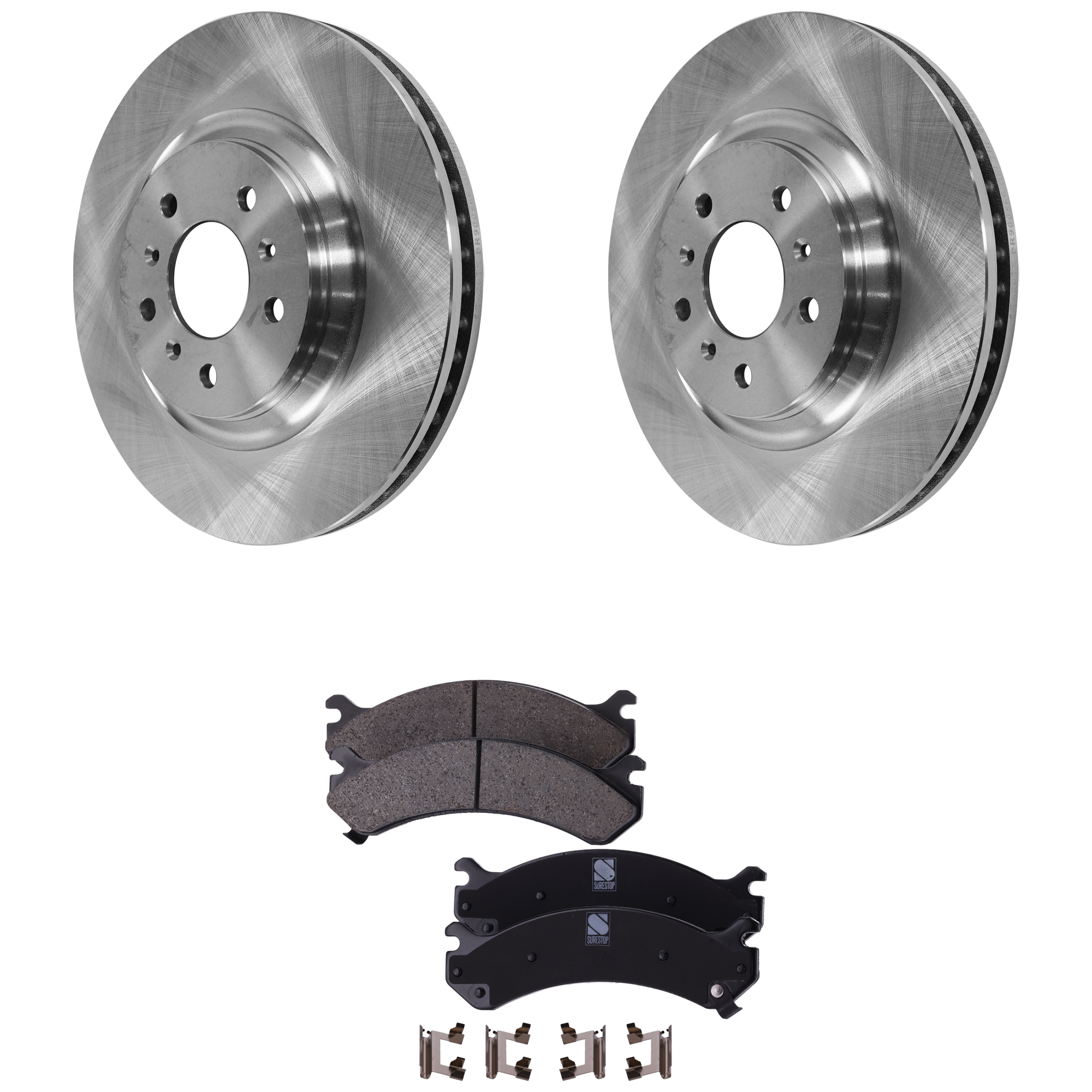 AM DTS 06-11 FRONT BRAKE DISC AND PAD KIT 4 pc kit Plain Surface 5 Lugs Cast Iron Ceramic SKU KIT 022123-483 OEM 15793340-25803423-25980048-259
