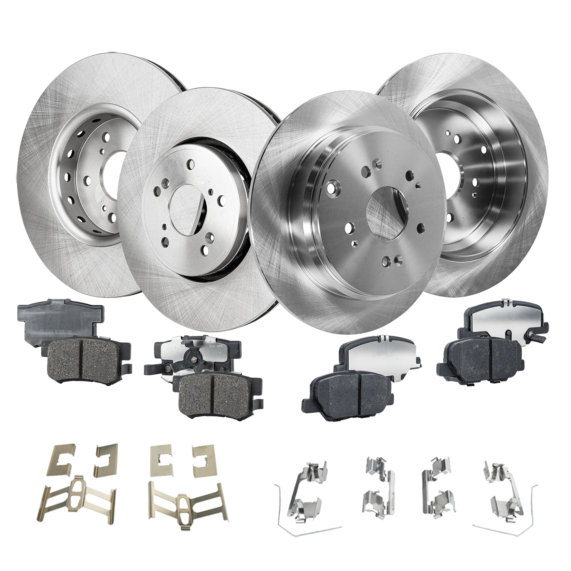 AM RDX 13-18 FRONT AND REAR BRAKE DISC AND PAD KIT Plain Surface 8 pc kit SKU KIT 022123-512 OEM 45251TX4A00-42510SCAE50-42510S