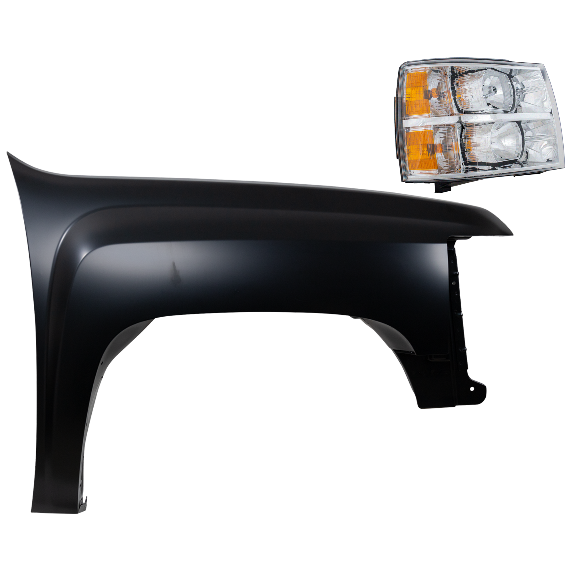 AM SILVERADO 2500 HD 07-07 FRONT FENDER RH Primed 2 pc Kit with Headlight SKU KIT 022123-8304 Partslink GM1241341C GM2503280C OEM 22853028-22977474