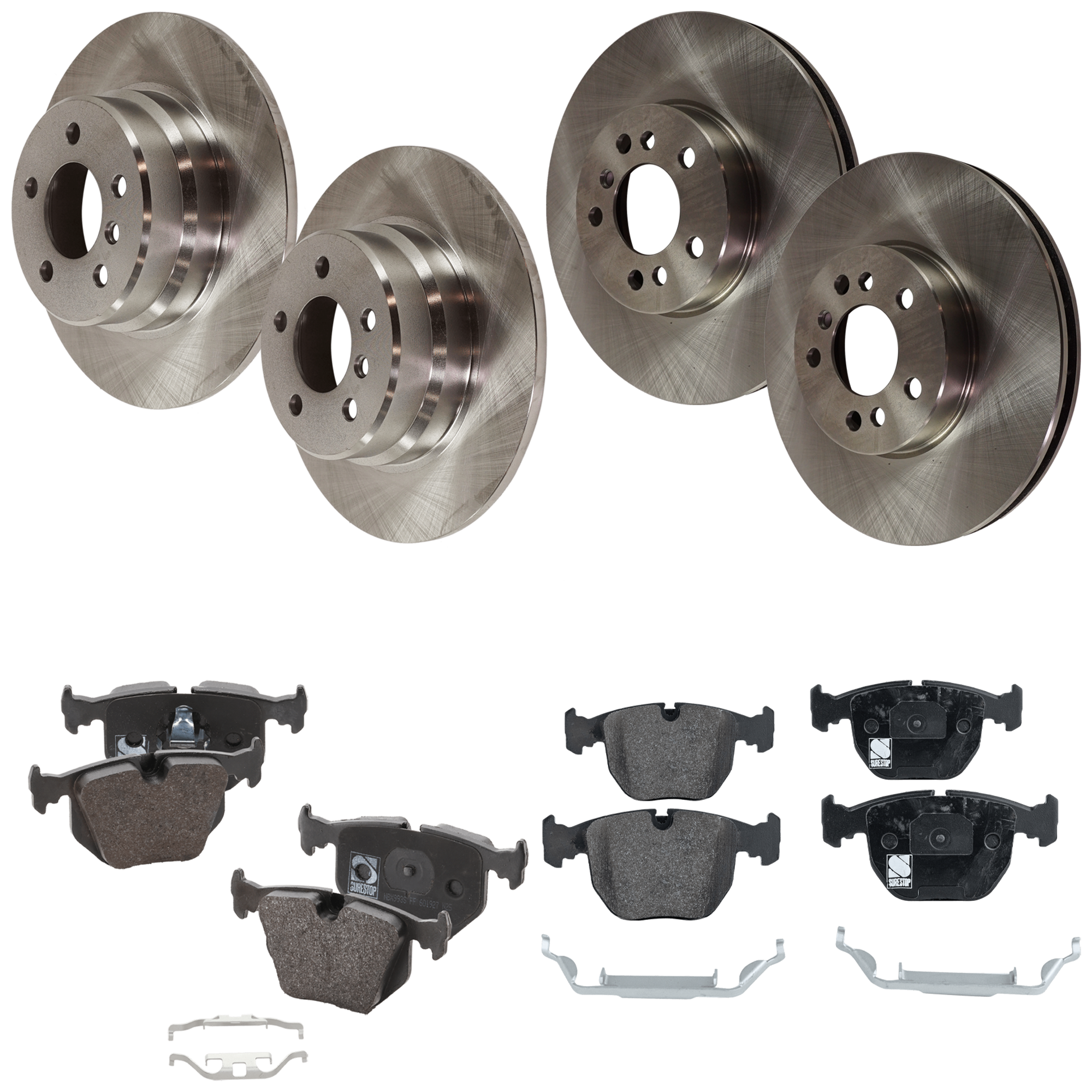AM X5-00-06 FRONT AND REAR BRAKE DISC AND PAD KIT 4 Wheel Set SKU KIT 022421-03-81 OEM 3-421-116-491-134-210-000-000-000-000