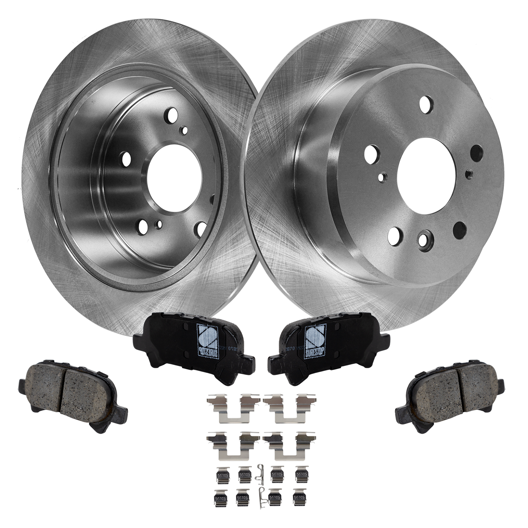 AM CAMRY 00-01 SOLARA 01-03 REAR BRAKE DISC AND PAD KIT 4 pc Kit USA Built Vehicle SKU KIT 022423-06 OEM 4243133010-4243133040-04466060