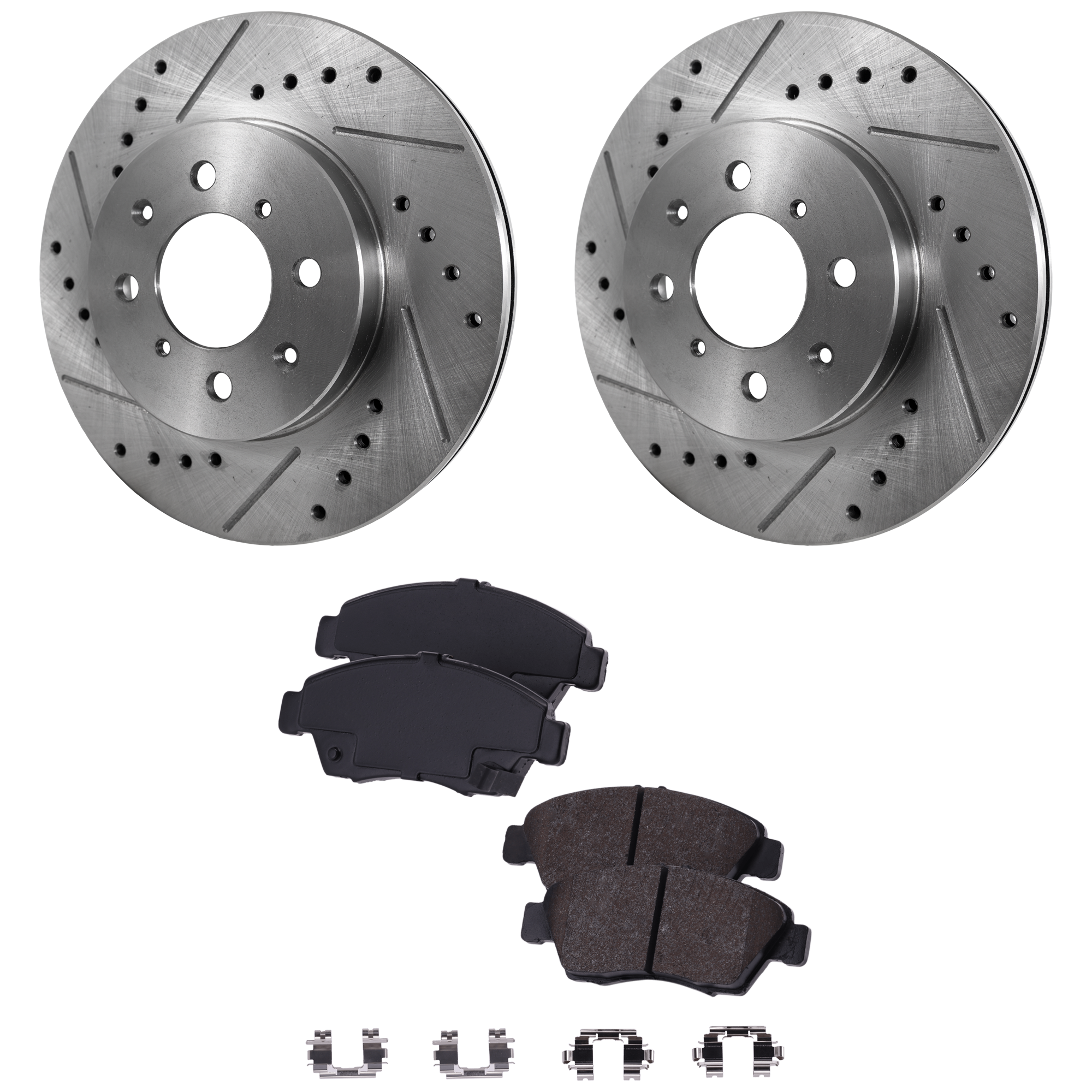 AM CIVIC 93-95 CIVIC DEL SOL 94-97 FRONT BRAKE DISC AND PAD KIT 2 Wheel Set Cross drilled and Slotted SKU KIT 022423-16 OEM 288-3295-19756-25331-63255-860