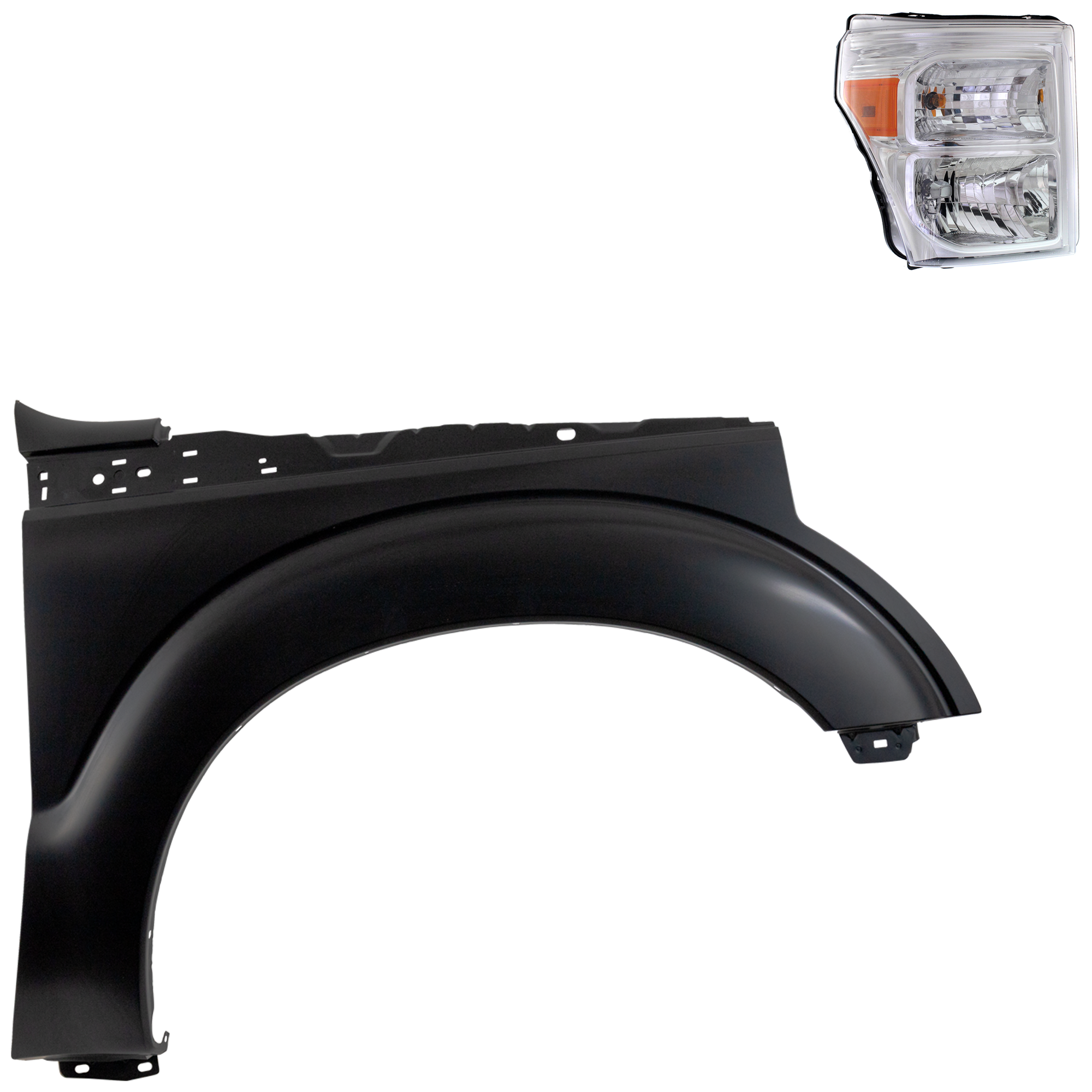 AM F 350 SUPER DUTY F 250 SUPER DUTY 08-10 HEAD LAMP RH Assembly Halogen 2 pc Kit with Fender SKU KIT 022423-66504 Partslink FO2503290 FO1241284 OEM BC3Z13008E BC3Z16005A