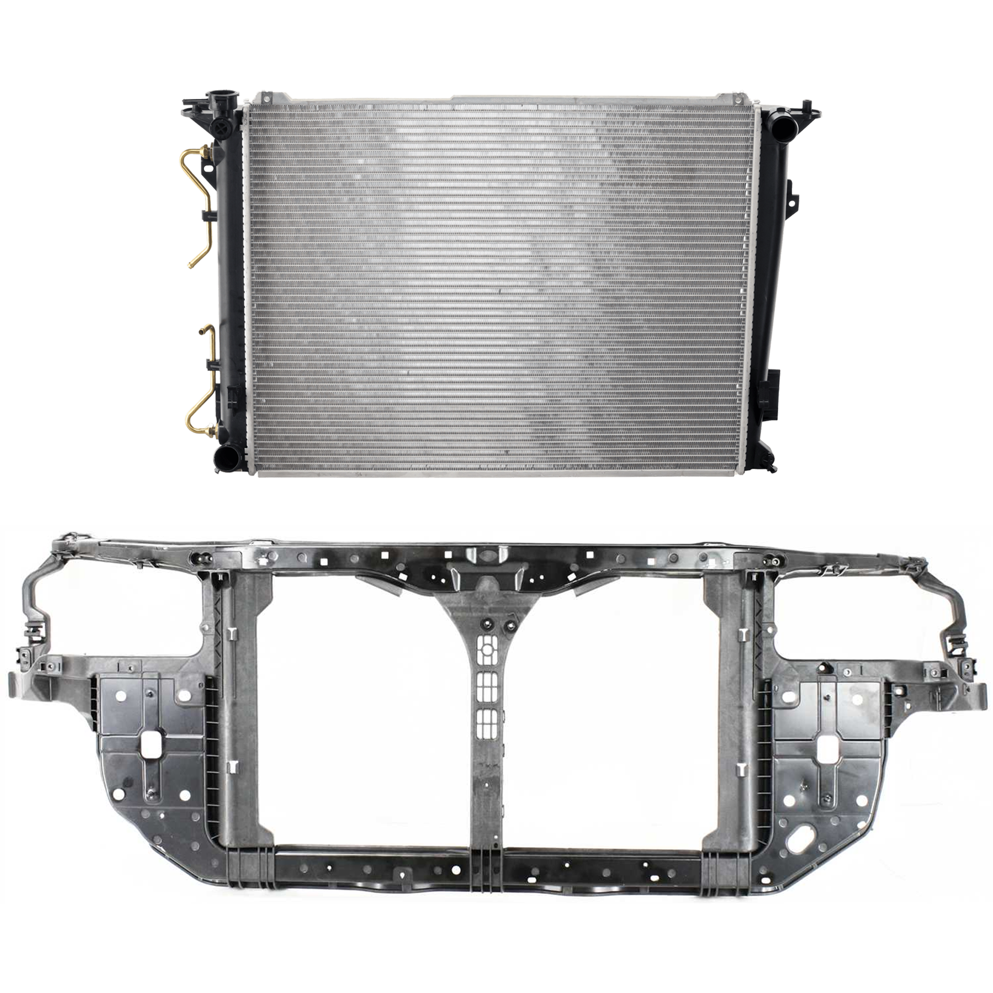 AM SONATA 06-08 RADIATOR SUPPORT 2 pc Kit Assembly w Radiator SKU KIT 022426-07 Partslink HY1225150 HY3010155 HY3010156 OEM 641010A000-253103K190-253103L2