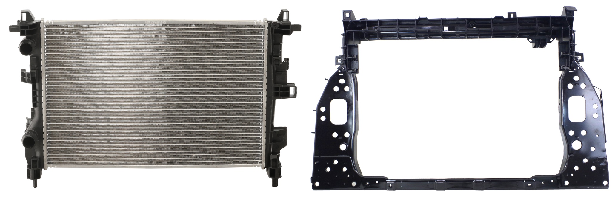 AM RENEGADE 15-18 RADIATOR SUPPORT 2 pc Kit Assembly Type1-2.4L Eng. w Radiator SKU KIT 022426-23 Partslink CH1225282 CH3010369 OEM 68441497AA 68287721AA 68247208
