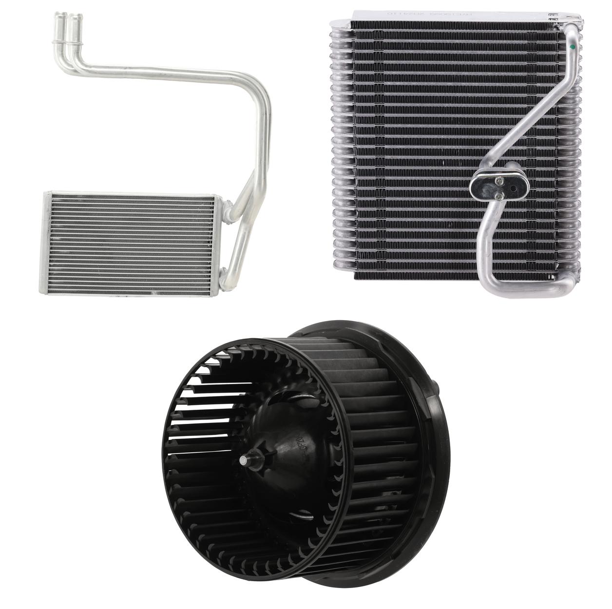 AM EXPLORER 12-15 FLEX 13-19 A C EVAPORATOR 3 pc Kit Front w Blower Motor and Heater Core SKU KIT 022426-27 Partslink FO3126145 OEM DG1Z19850D CG1Z19805D DG1Z1980