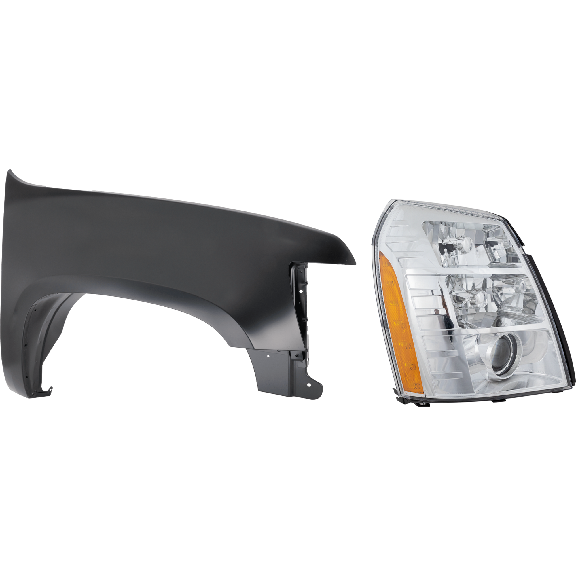 AM SUBURBAN 1500-2500-07-09 HEAD LAMP RH 2 pc Kit Assembly HID Xenon w Fender CAPA SKU KIT 022426-29 Partslink GM1241333C GM2503291C OEM 22977476-25897649