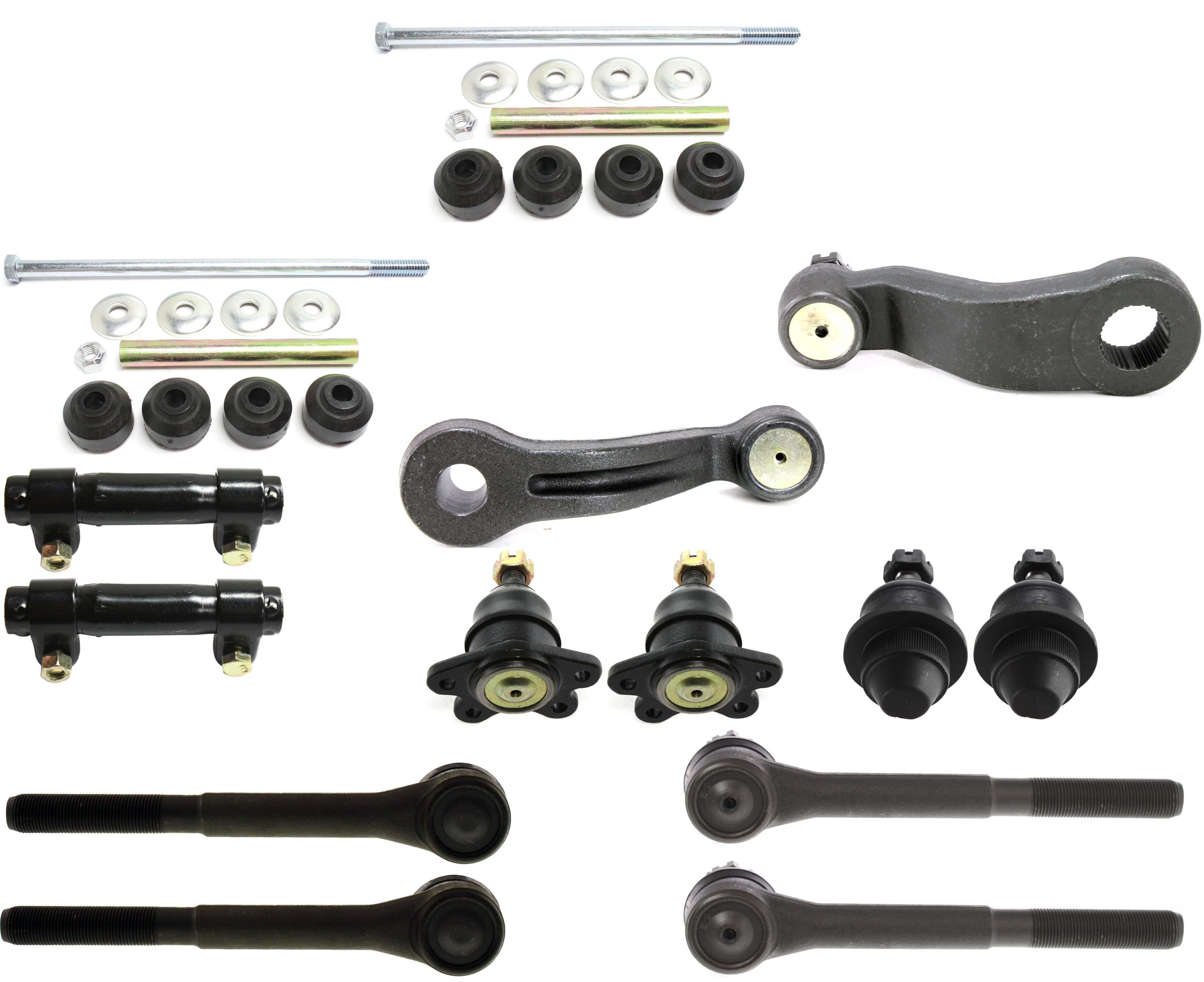 AM K2500 TAHOE 95-00 FRONT SUSPENSION KIT RH AND LH 14 pc kit w Ball Joints Idler Arm Pitman Arm Sway Bar Links Tie Rod Adjusting Sleeves and Tie Rod Ends SKU KIT 022514-06 OEM 104221-286020-2601474-50512