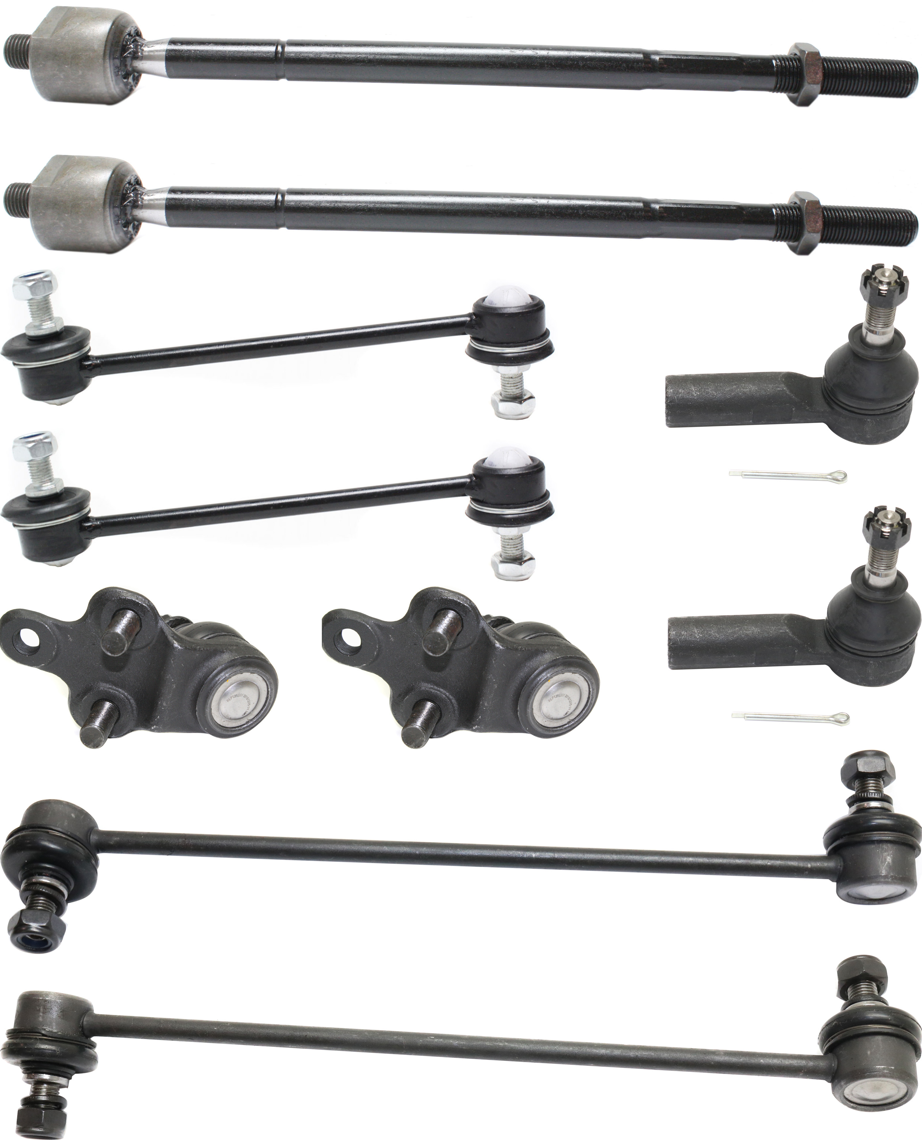 AM ES300-97-01 AVALON 97-04 FRONT SUSPENSION KIT RH AND LH 10 pc kit with Ball Joints Sway Bar Links and Tie Rod Ends SKU KIT 022516-01 OEM 104218-256025-1014286-2601389