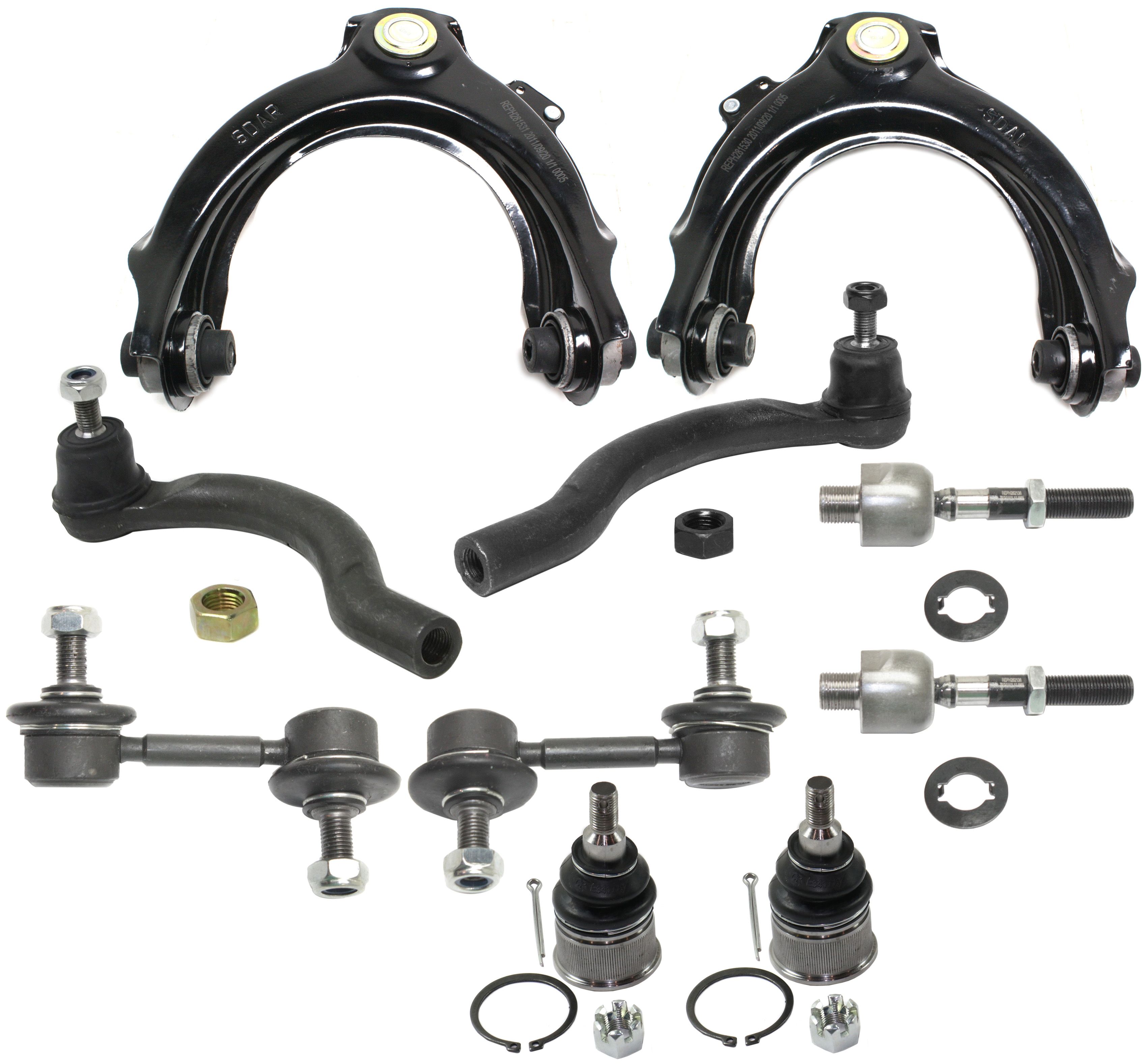 AM ACCORD 03-03 FRONT CONTROL ARM KIT RH AND LH Upper w ball joint s 10 pc Kit with Ball Joint Sway Bar Link and Tie Rod End SKU KIT 022516-04 OEM 1016526-2601662-2601797-505