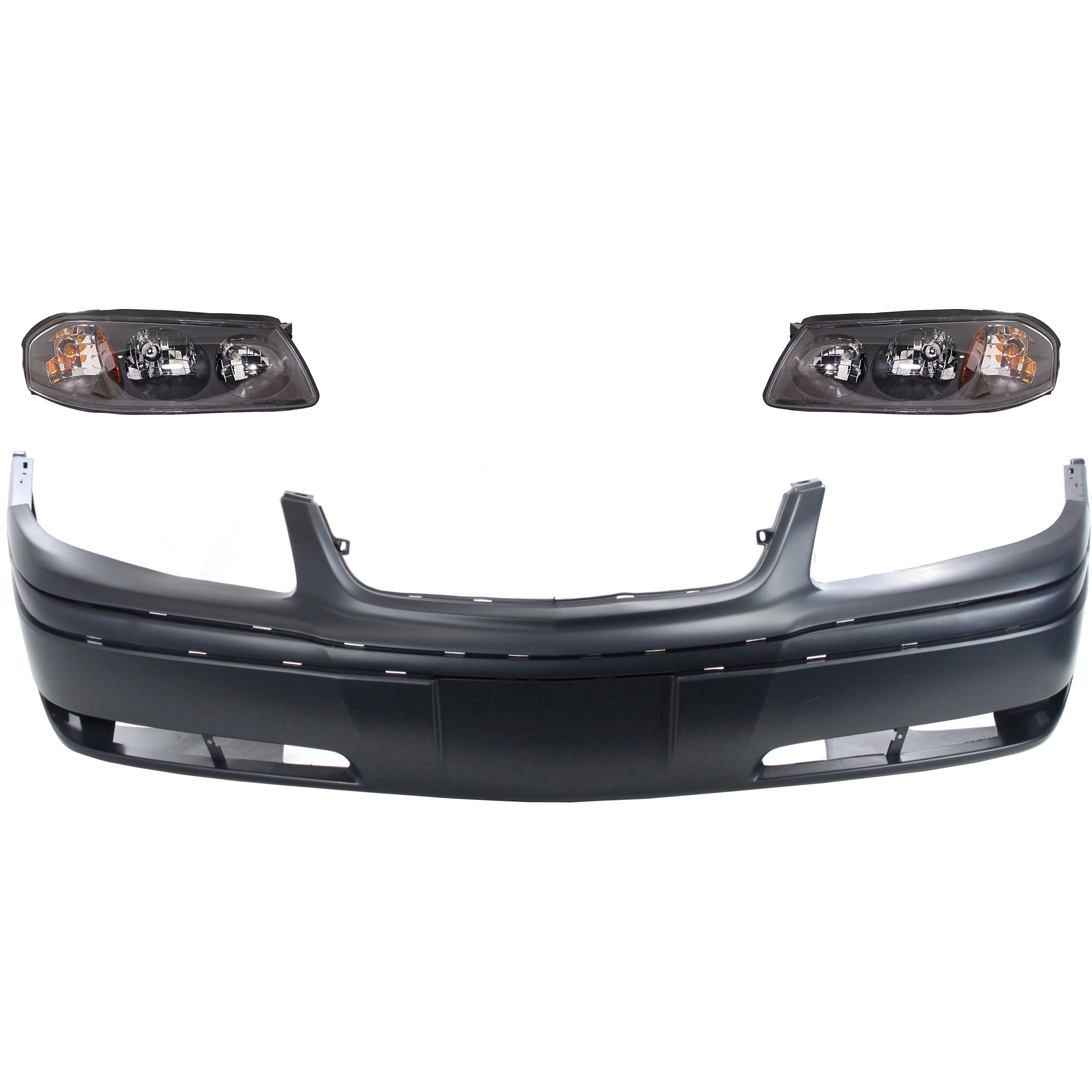 AM IMPALA 00-04 HEAD LAMP RH AND LH Assembly Halogen 3 pc kit with Bumper Cover SKU KIT 022518-40 Partslink GM2503201 GM2502201 GM1000633 OEM 103-499-611-034-996-000-000-000-000