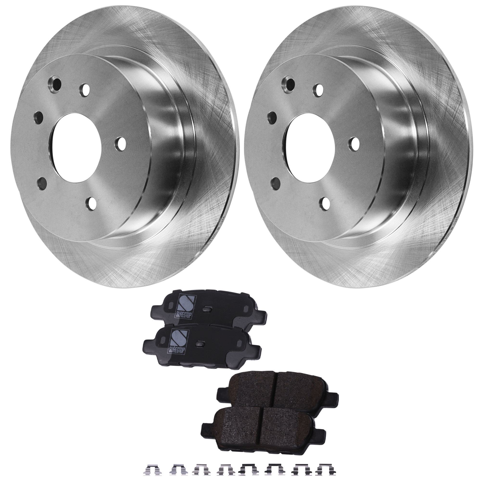 AM ALTIMA 10-18 REAR BRAKE DISC AND PAD KIT 2 Wheel Set Plain Surface SKU KIT 022521-03-106 OEM 432068J102-432069Y000-432069W1