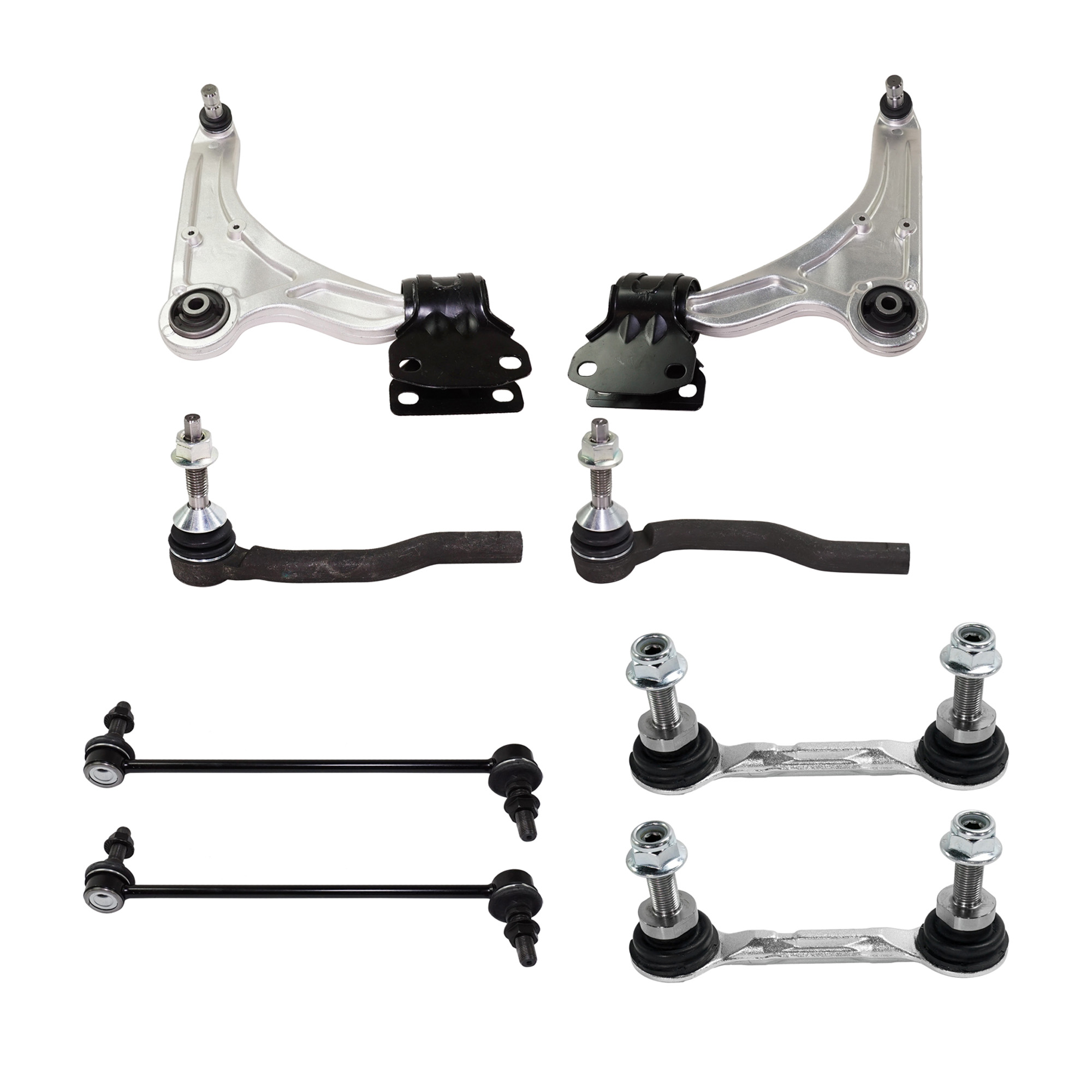AM MKZ 13-19 FUSION 13-20 FRONT CONTROL ARM KIT RH AND LH Lower 8 pc kit with Sway Bar Links and Tie Rod End SKU KIT 022521-03-114 OEM FG9Z3078C GS7Z3078B DG9Z3078A