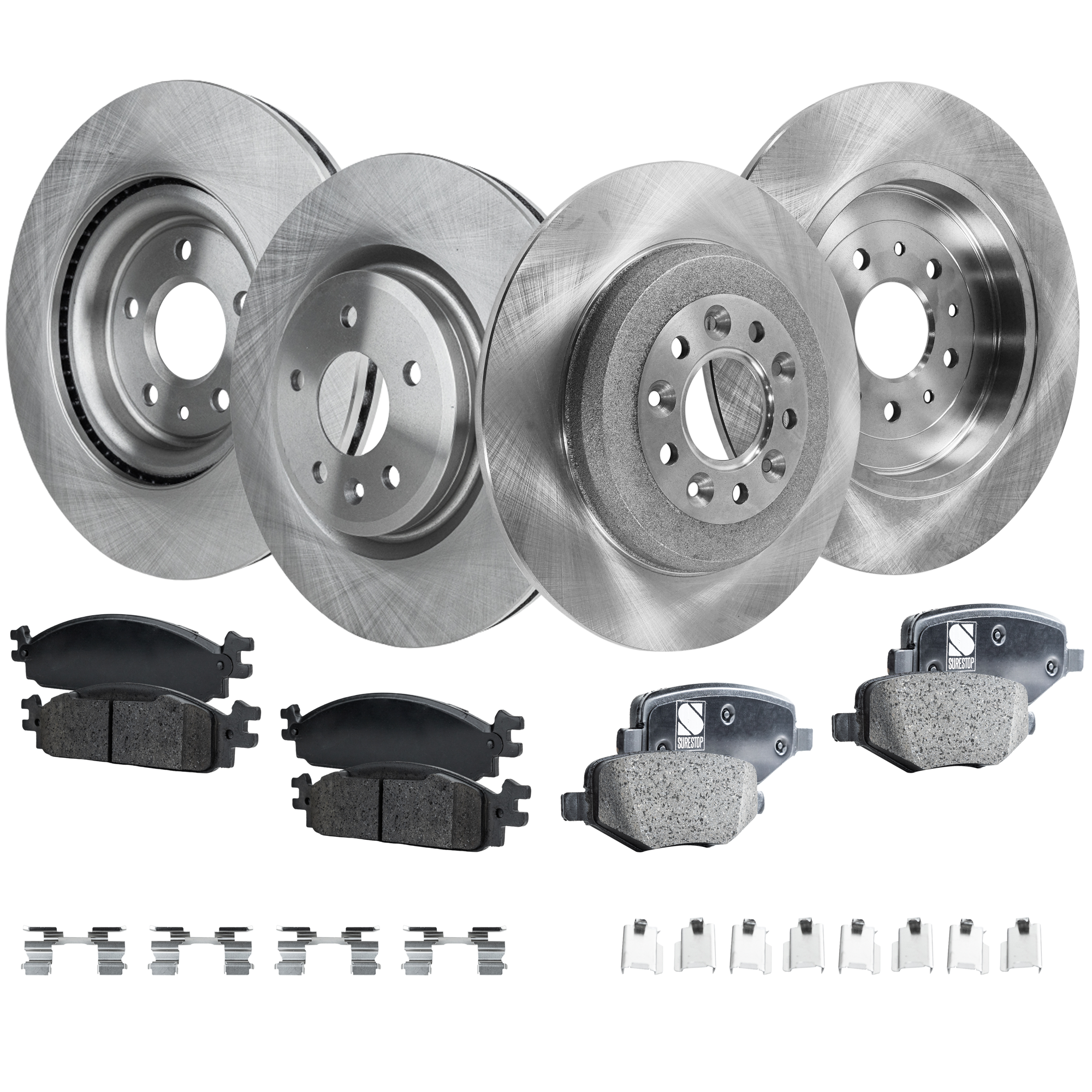 AM FLEX MKS 09-10 FRONT AND REAR BRAKE DISC AND PAD KIT 4 Wheel Set SKU KIT 022521-03-120 OEM 5F9Z2C026BA AG1Z1125A 8A8Z1125