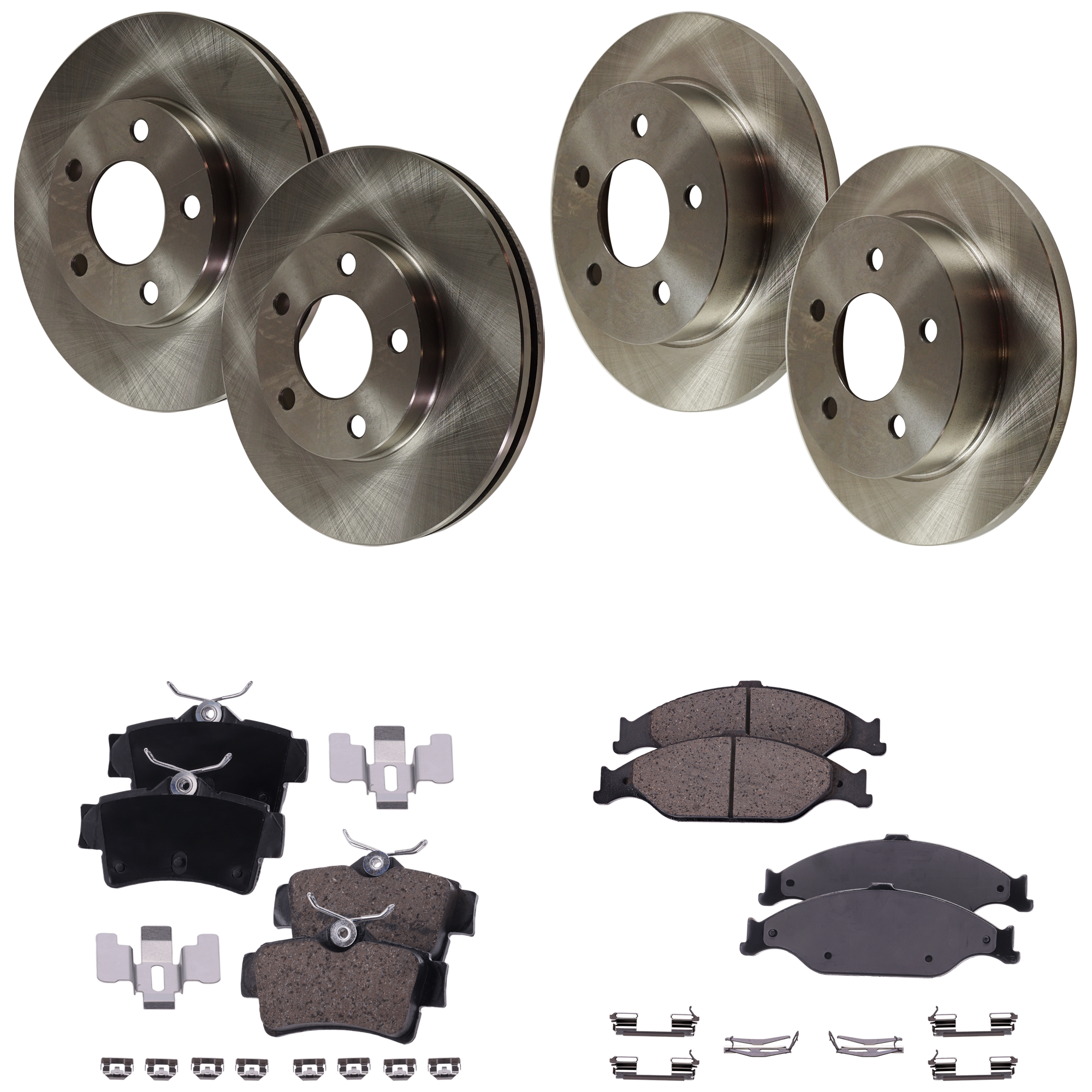 AM MUSTANG 03-04 FRONT AND REAR BRAKE DISC AND PAD KIT 8 pc kit SKU KIT 022521-03-123 OEM F4ZZ1125A YR3Z1V125B F4ZZ2C026