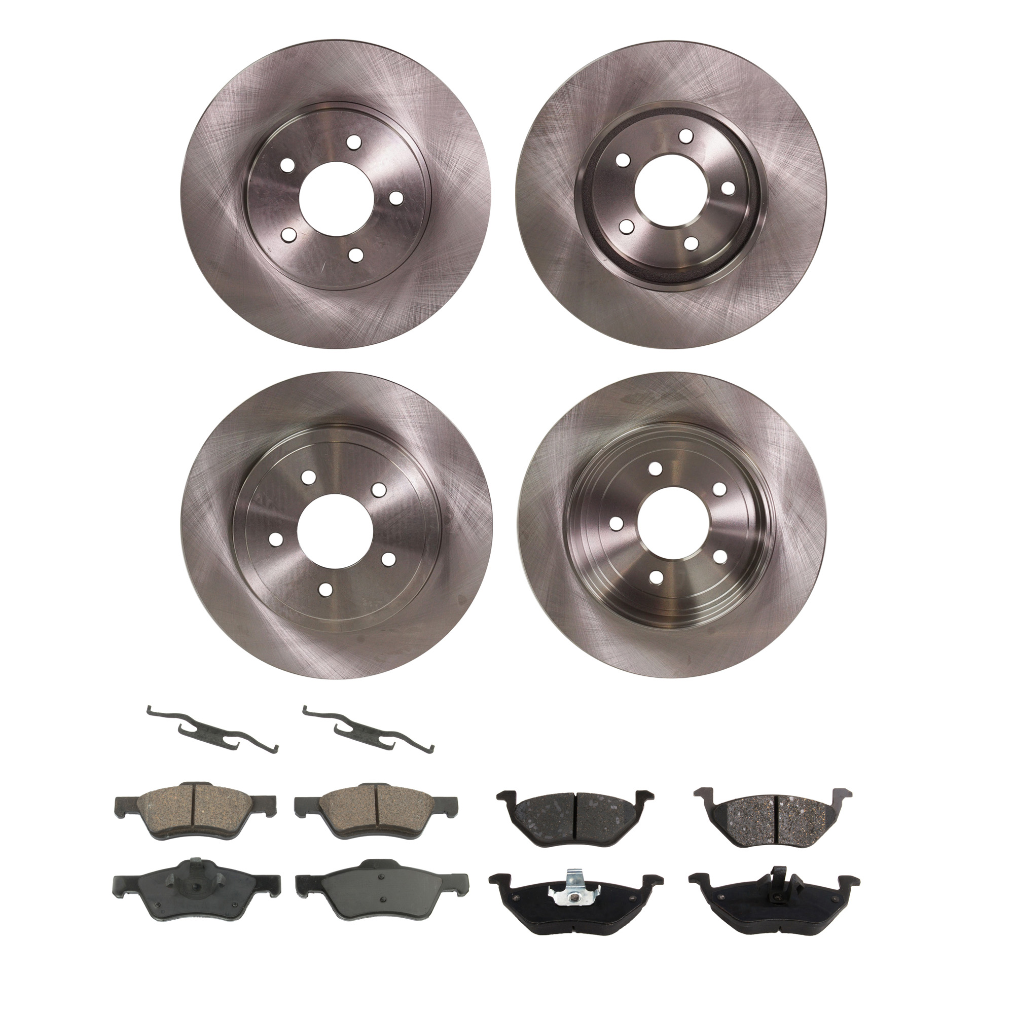 AM ESCAPE MARINER 05-08 FRONT AND REAR BRAKE DISC AND PAD KIT 8 pc kit Plain Surface SKU KIT 022521-03-129 OEM 5L8Z1125AA 5U2Z1V125AB 5L8Z2C0