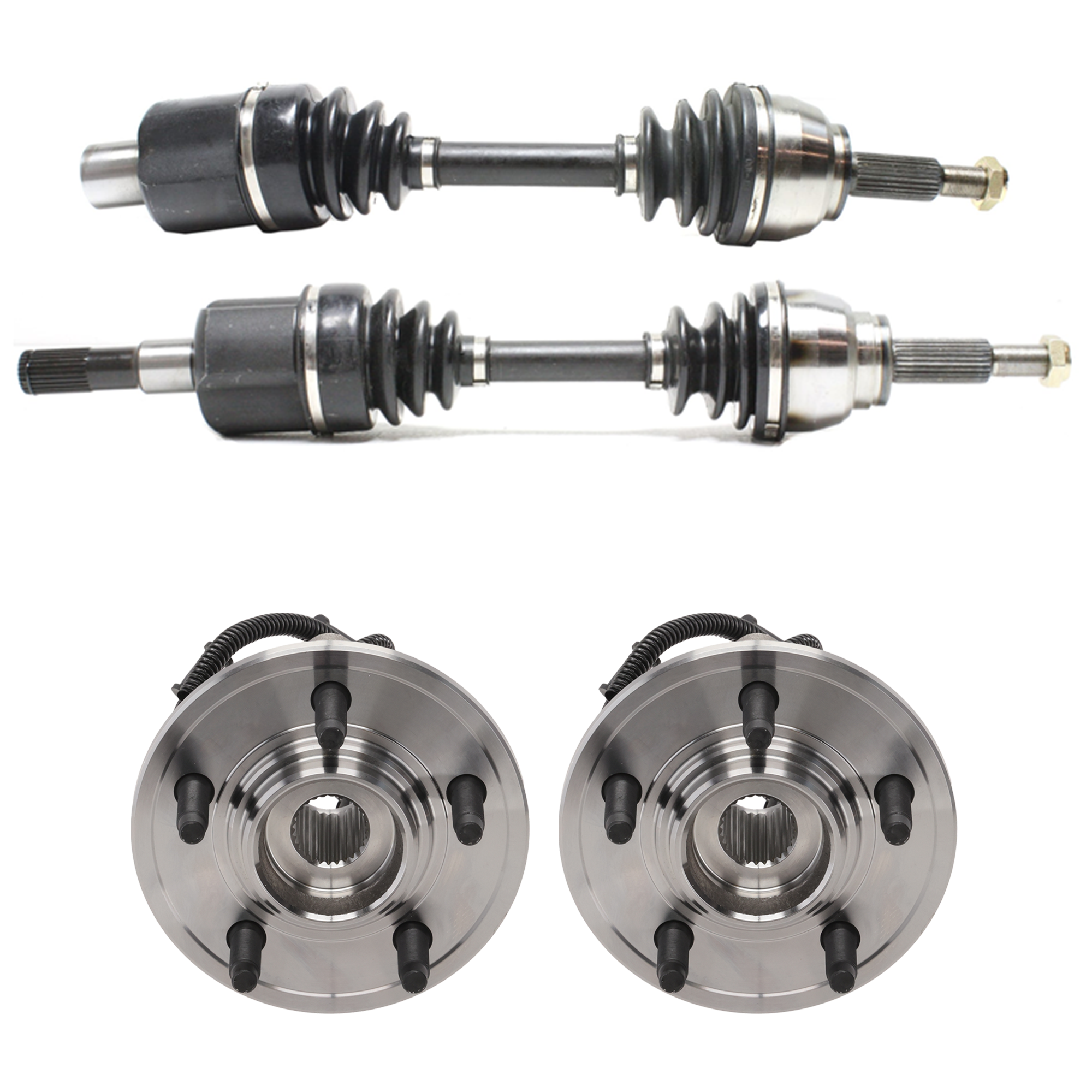 AM EXPLORER MOUNTAINEER 02-05 FRONT SUSPENSION KIT RH AND LH 4 pc kit with Axle Assemblies and Wheel Hubs SKU KIT 022521-03-130 OEM 4L2Z1104AA