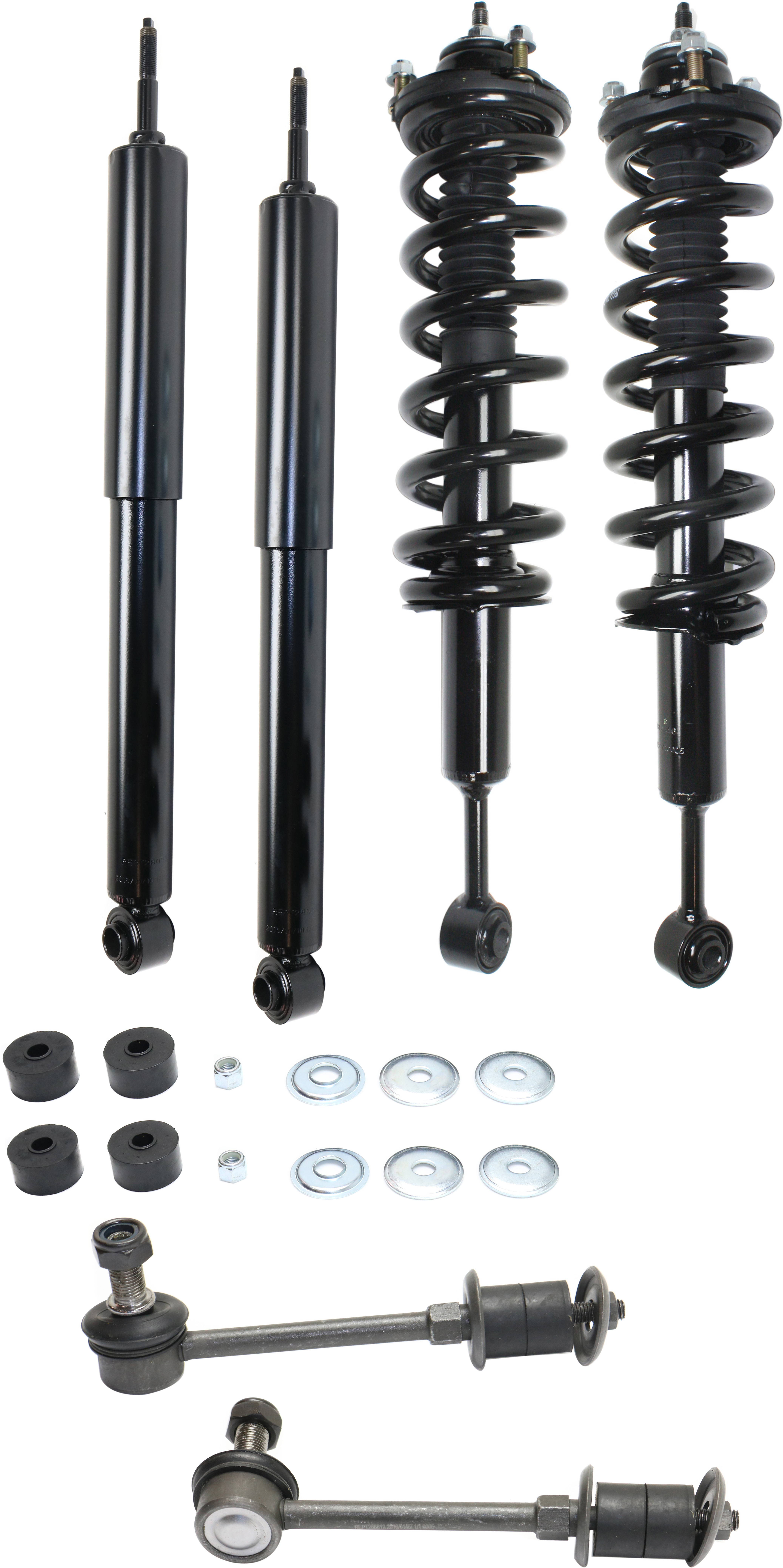 AM 4RUNNER 03-23 FJ CRUISER 07-14 SUSPENSION KIT RH AND LH 6 pc kit with Loaded Struts Shock Absorbers and Sway Bar Links SKU KIT 022521-03-135 OEM 3345566R G57134-2701480177 SRG