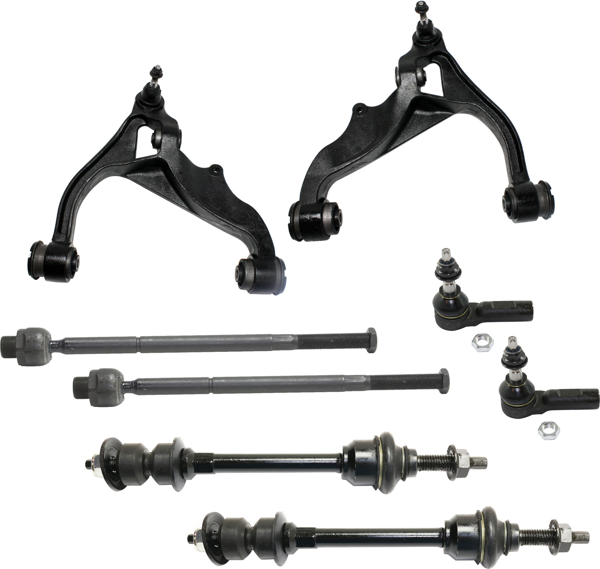 AM RAM 1500-06-12 FRONT CONTROL ARM KIT RH AND LH Lower 8 pc kit w Sway Bar Links and Tie Rod Ends SKU KIT 022521-03-141 OEM 55366439AG 4877199AA 55366438A