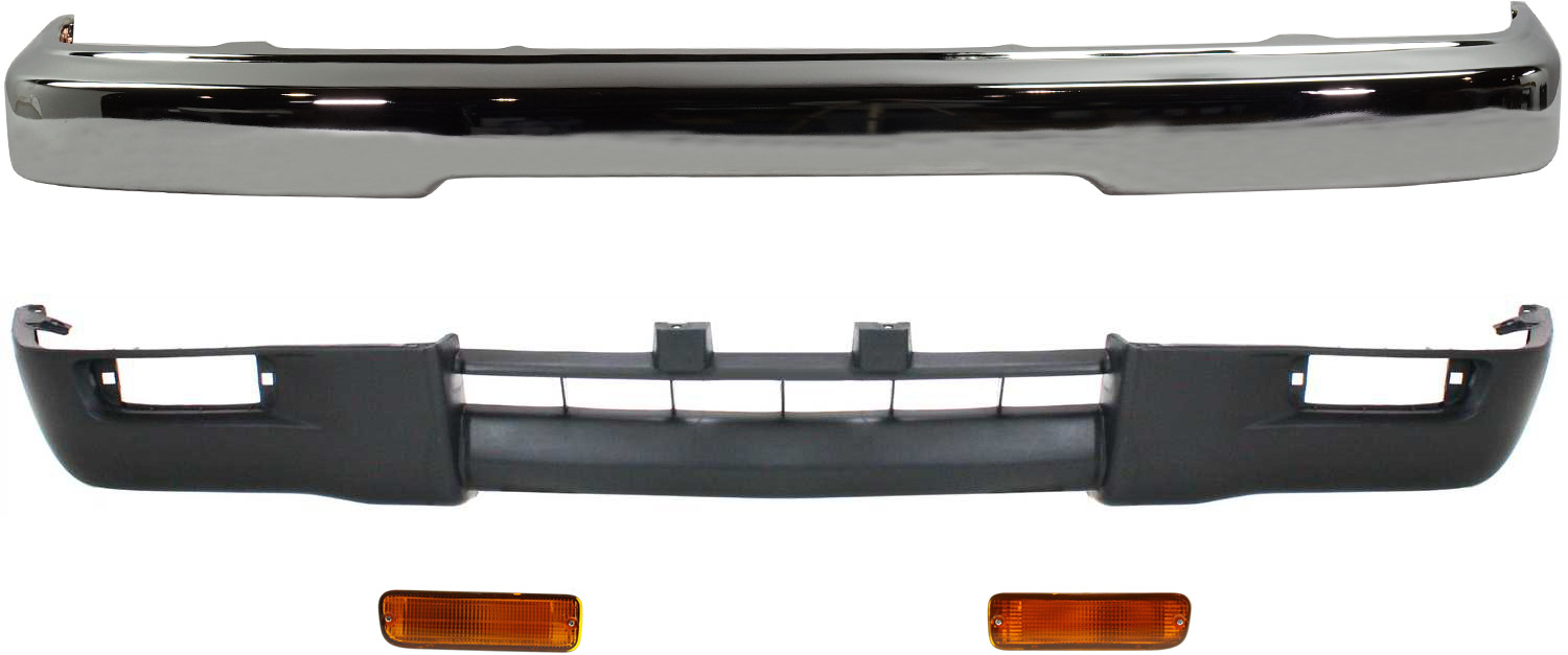 AM TACOMA 95-97 FRONT BUMPER 4 pc kit includes Turn Signal Lights and Valance SKU KIT 022521-09 Partslink TO1002156 TO2530122 TO2531122 TO1095175 OEM 5210104080-8152035110-81510351