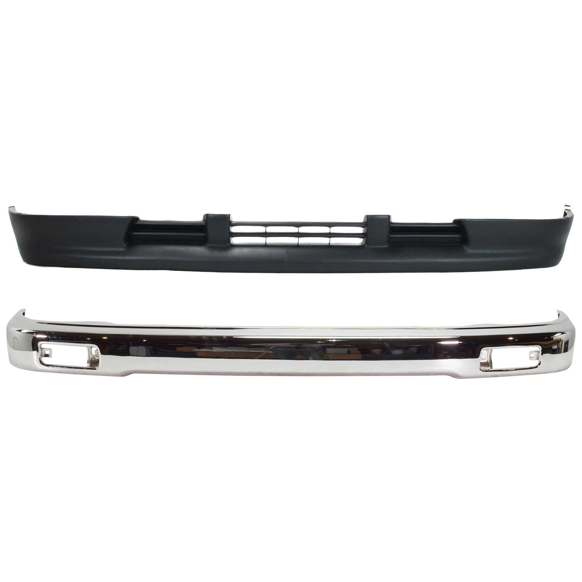 AM T100-93-98 FRONT BUMPER 2 pc kit Chrome w Valance SKU KIT 022625-03 Partslink TO1095167 OEM 5391134010